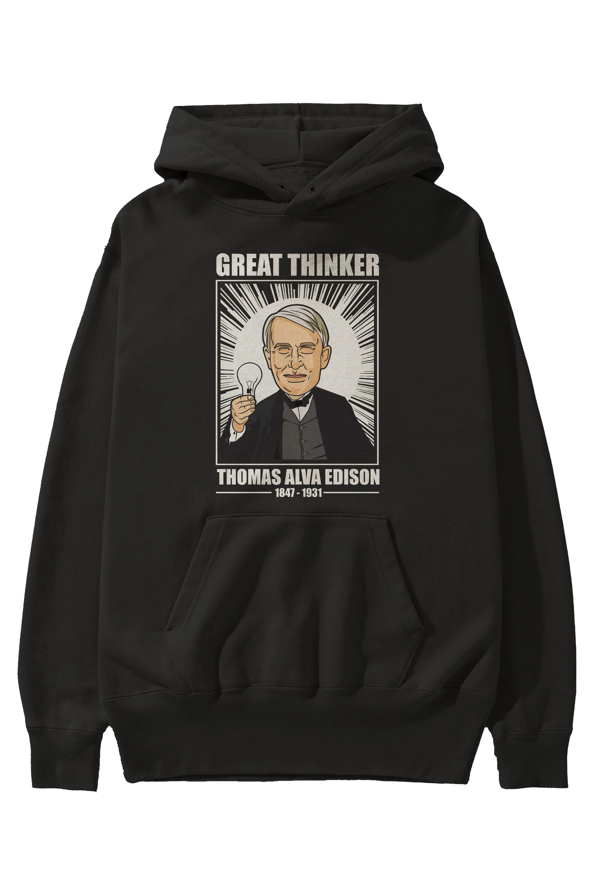 Thomas Alfa Edison Ön Baskılı Hoodie Oversize Kapüşonlu Sweatshirt Erkek Kadın Unisex