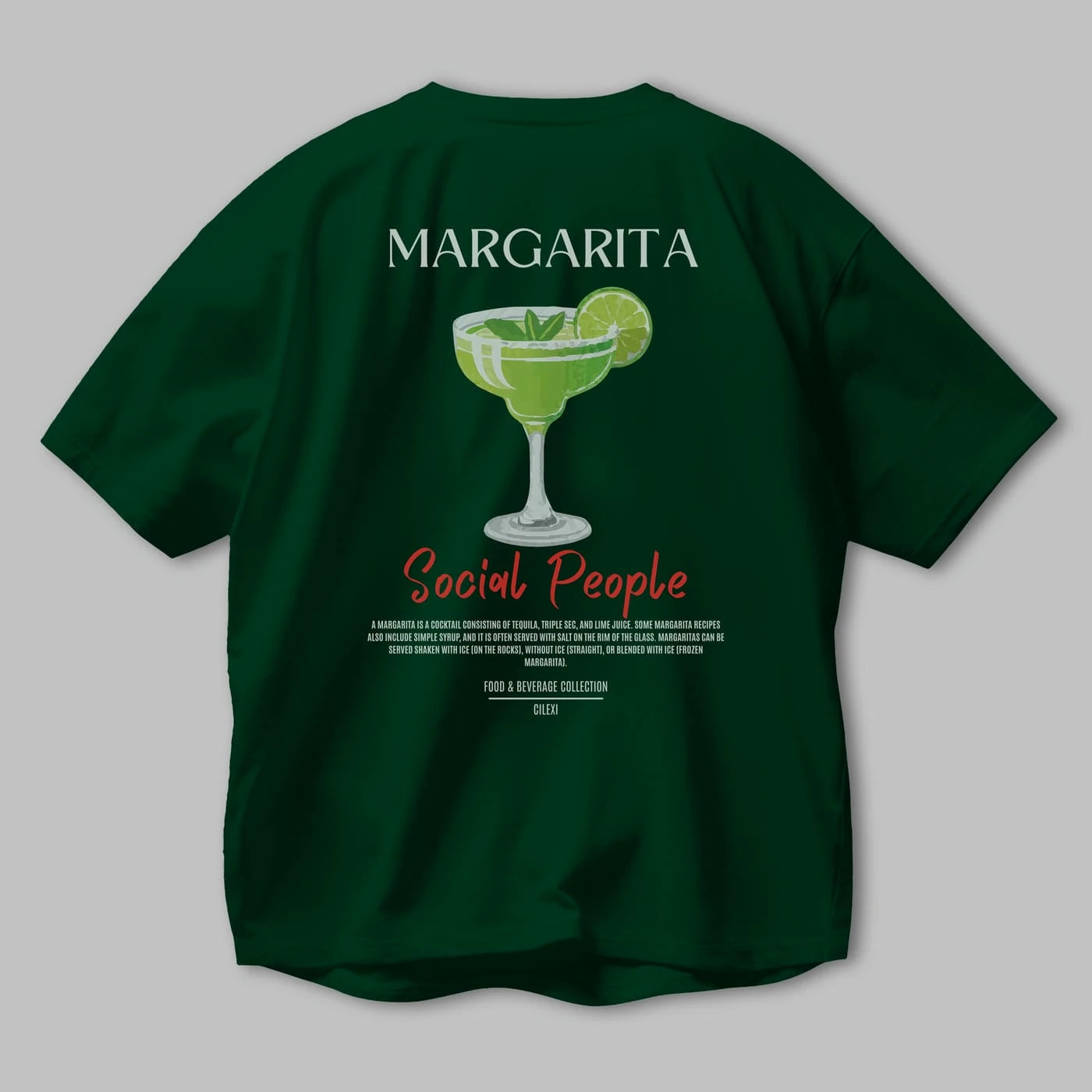 Margarita Kokteyl Serisi Baskılı Oversize t-shirt Erkek Kadın Unisex %100 Pamuk Bisiklet Yaka tişort
