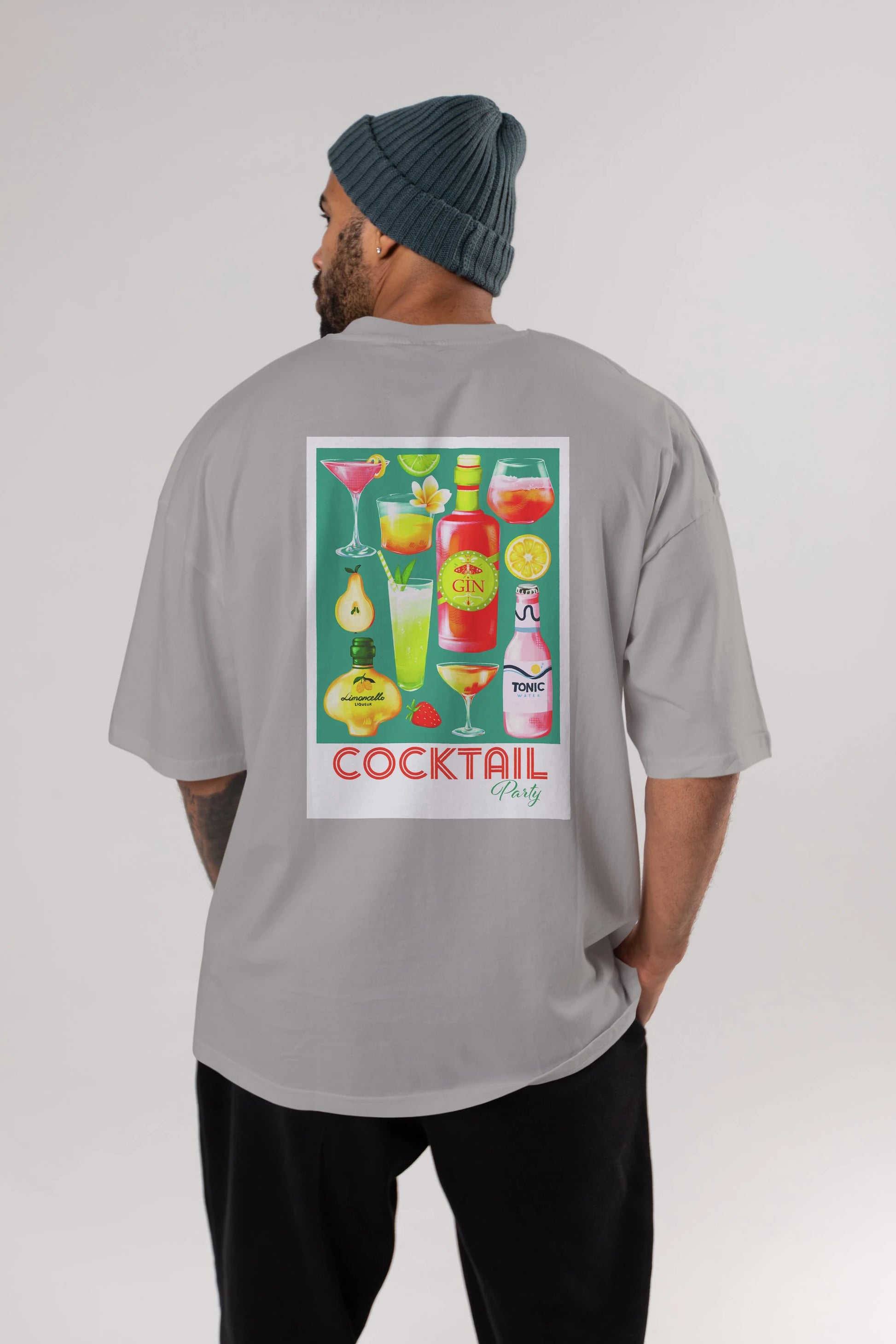 Cocktail Party 2 Arka Baskılı Oversize t-shirt Erkek Kadın Unisex %100 Pamuk Bisiklet Yaka tişort