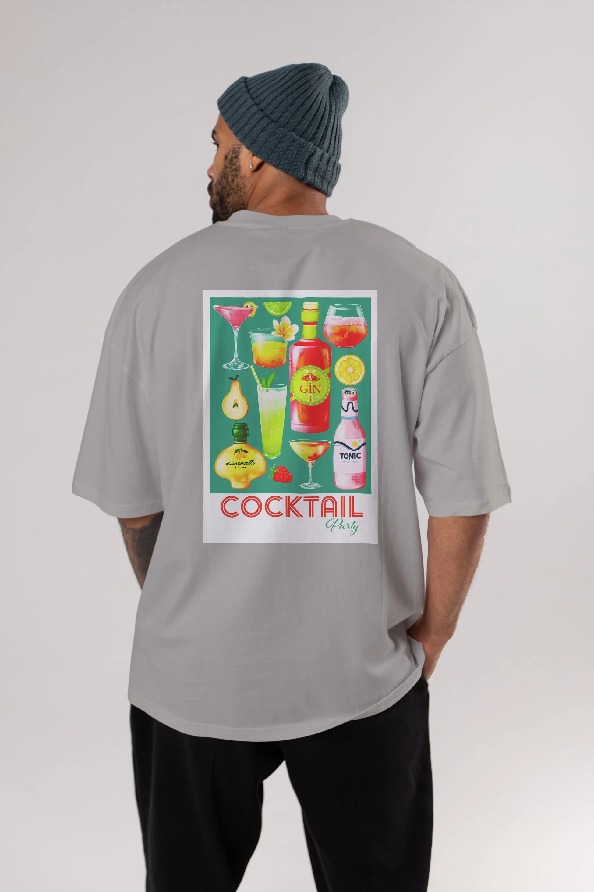 Cocktail Party 2 Arka Baskılı Oversize t-shirt Erkek Kadın Unisex %100 Pamuk Bisiklet Yaka tişort