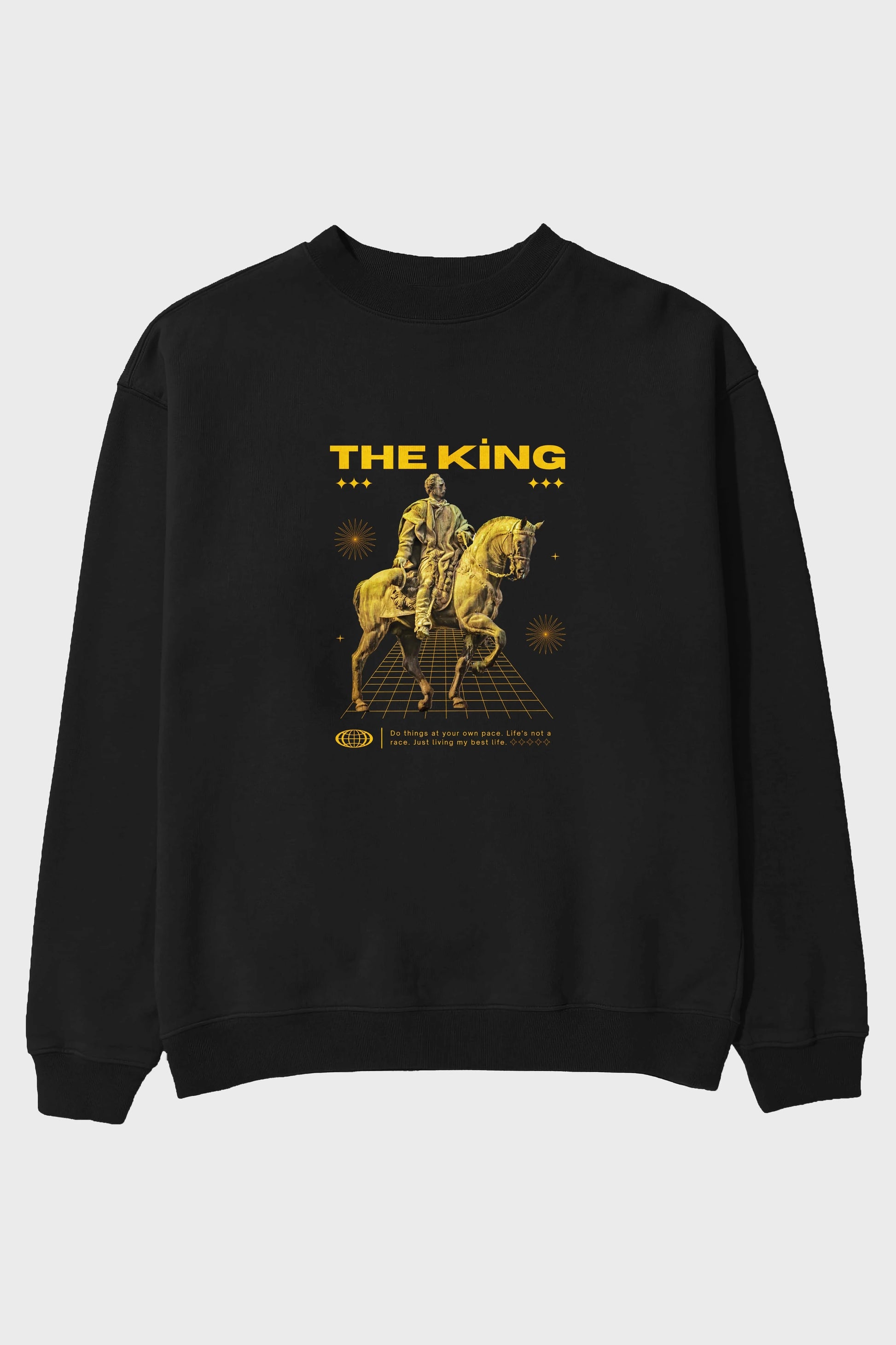 The King Yazılı Ön Baskılı Oversize Sweatshirt Erkek Kadın Unisex