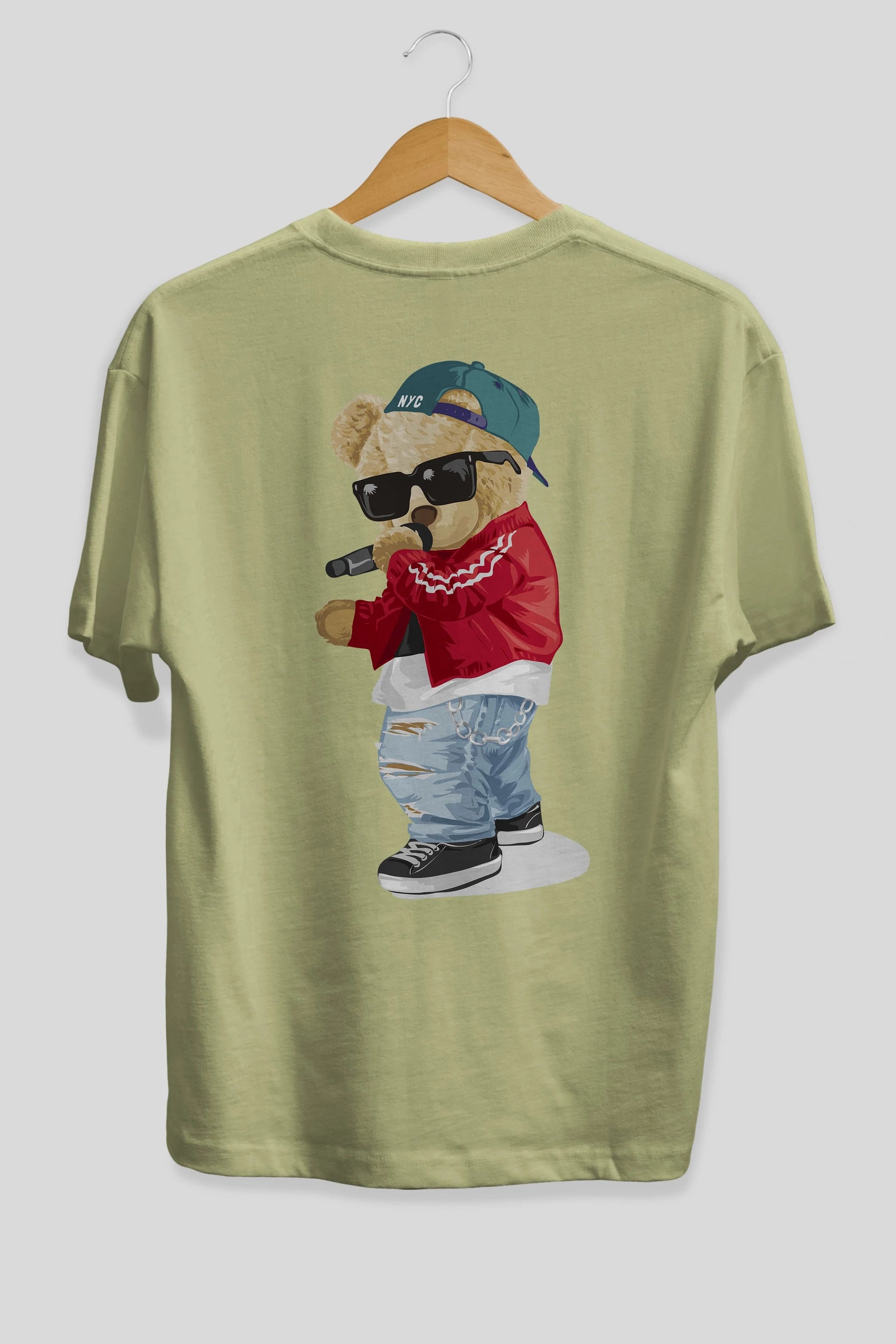 Teddy Bear Şarkıcı Arka Baskılı Oversize t-shirt Erkek Kadın Unisex %100 Pamuk