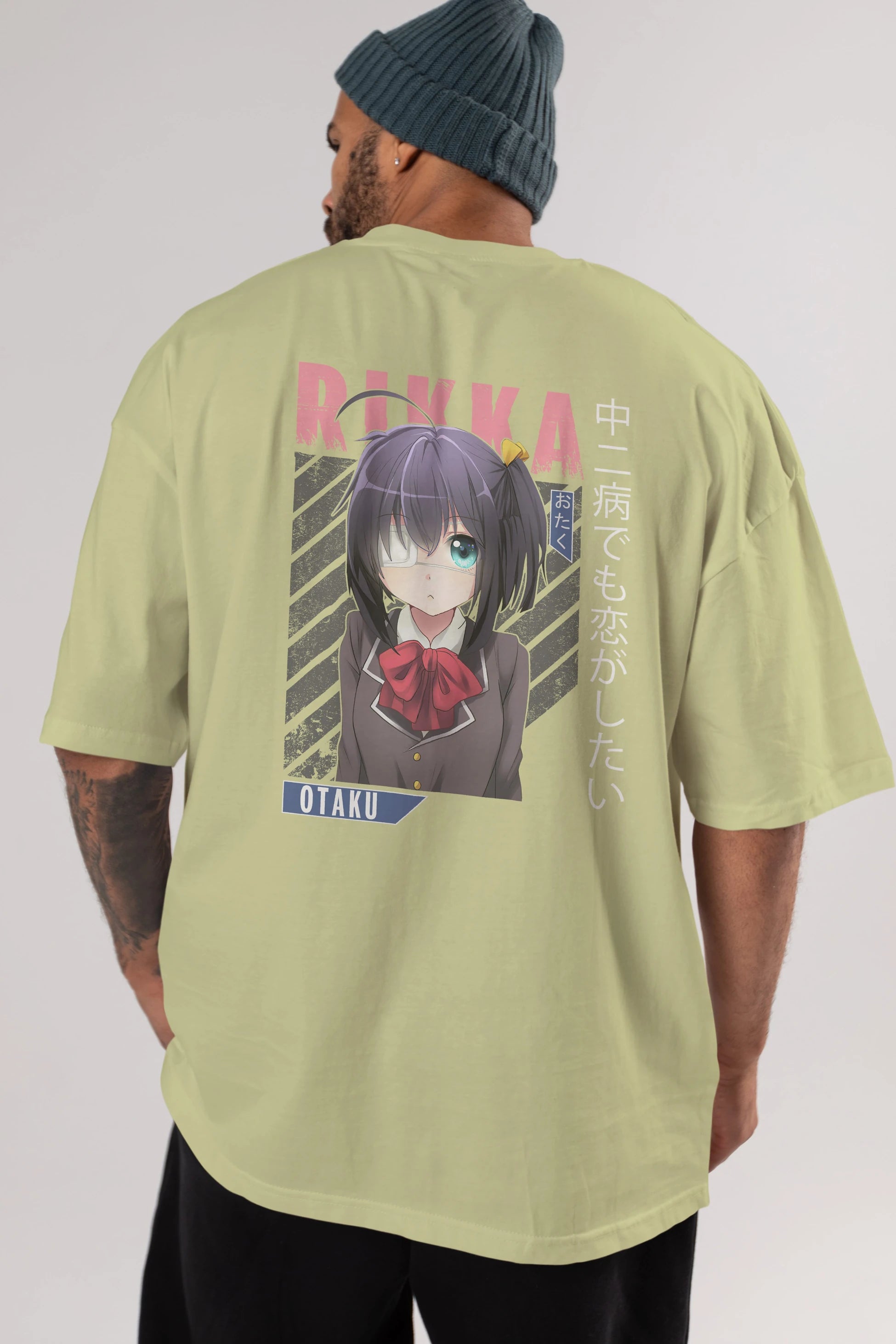 Rikka Takanashi 9 Anime Arka Baskılı Oversize t-shirt Erkek Kadın Unisex