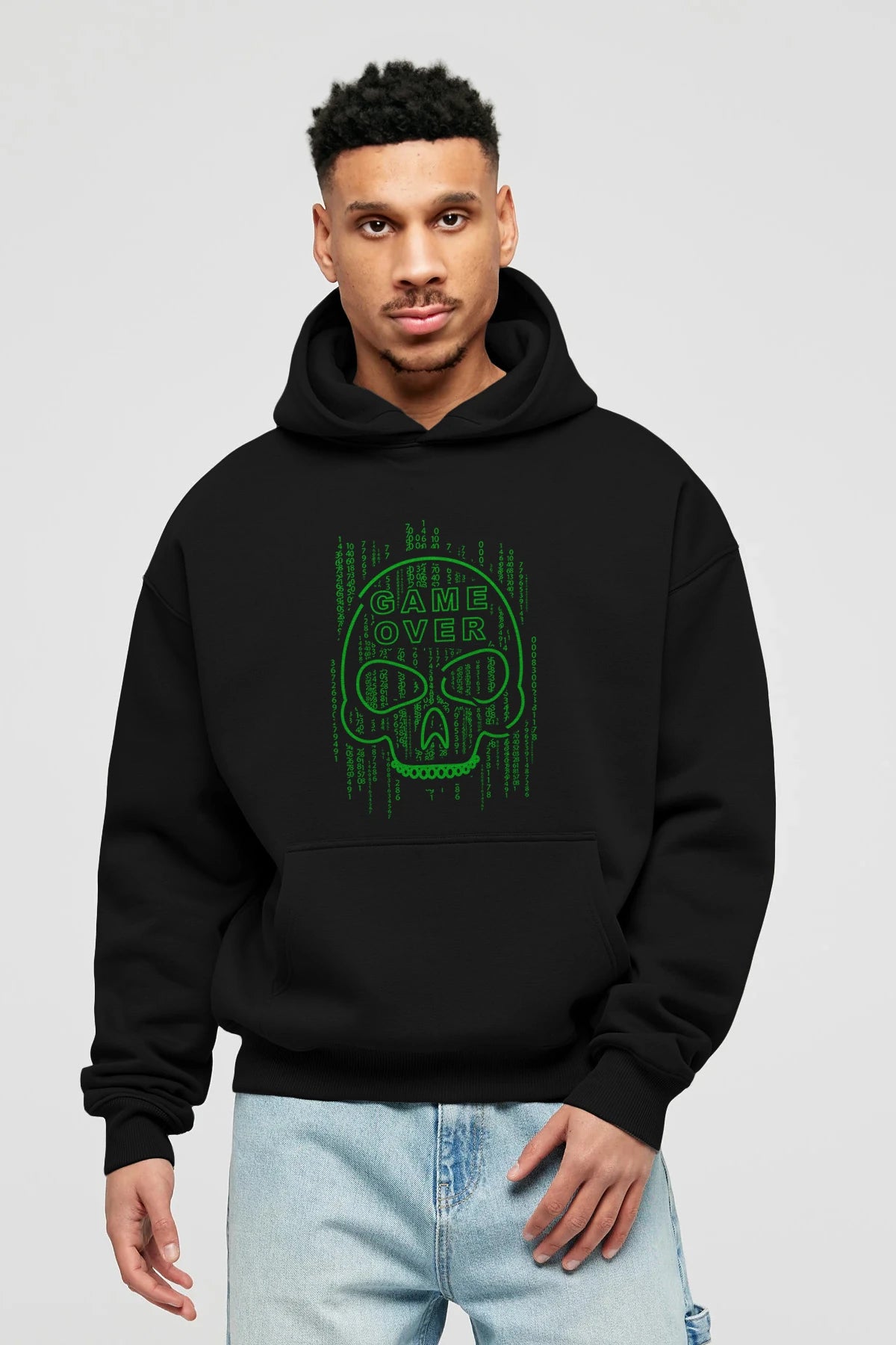 Game Over Ön Baskılı Hoodie Oversize Kapüşonlu Sweatshirt Erkek Kadın Unisex