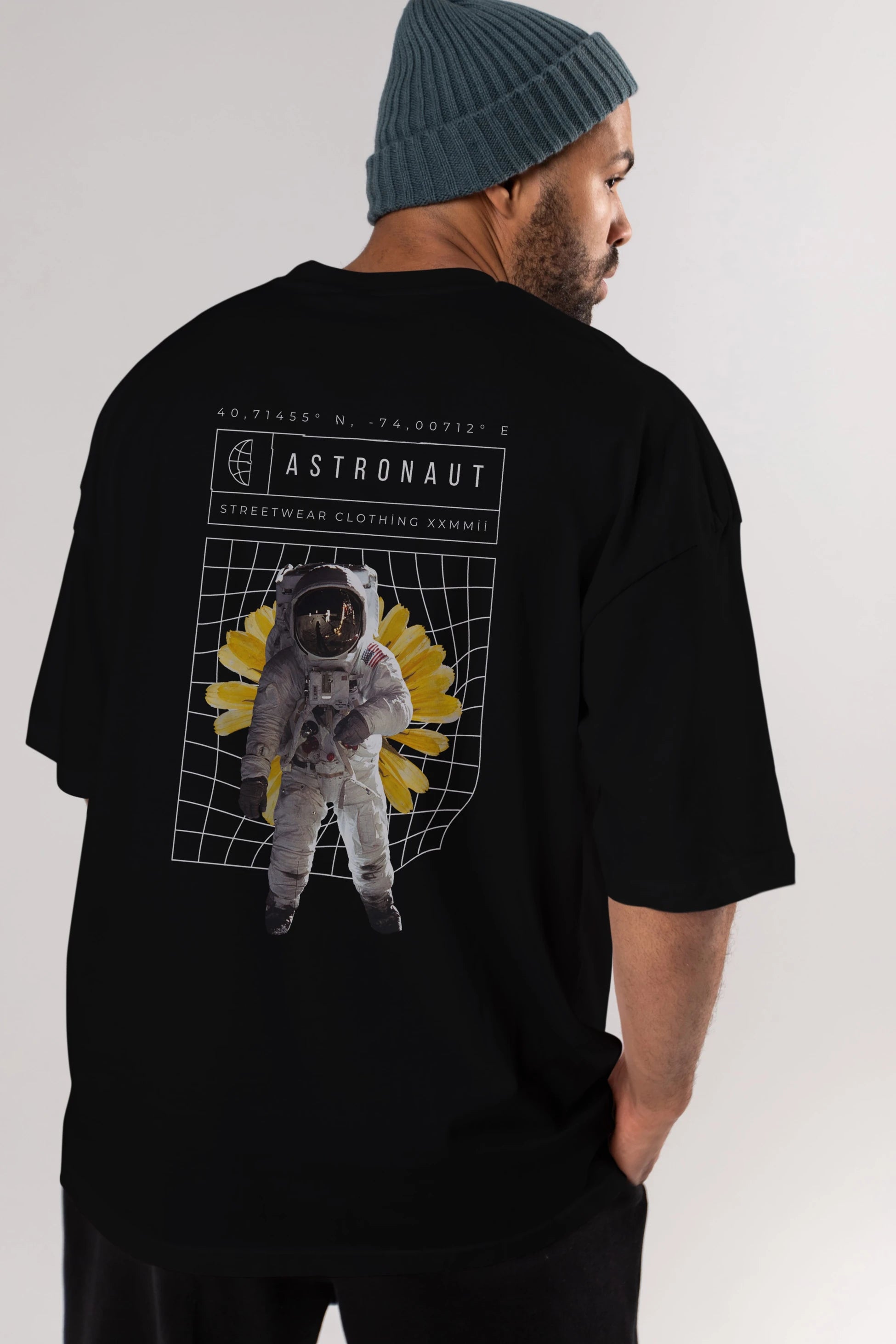 Astronaut Streetwear Arka Baskılı Oversize t-shirt Erkek Kadın Unisex