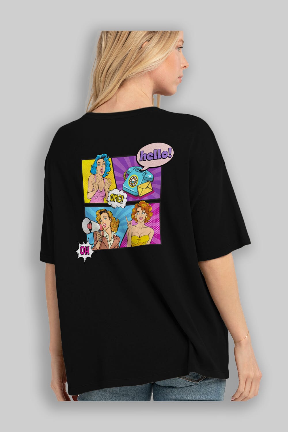 Hello OMG Arka Baskılı Oversize t-shirt Erkek Kadın Unisex