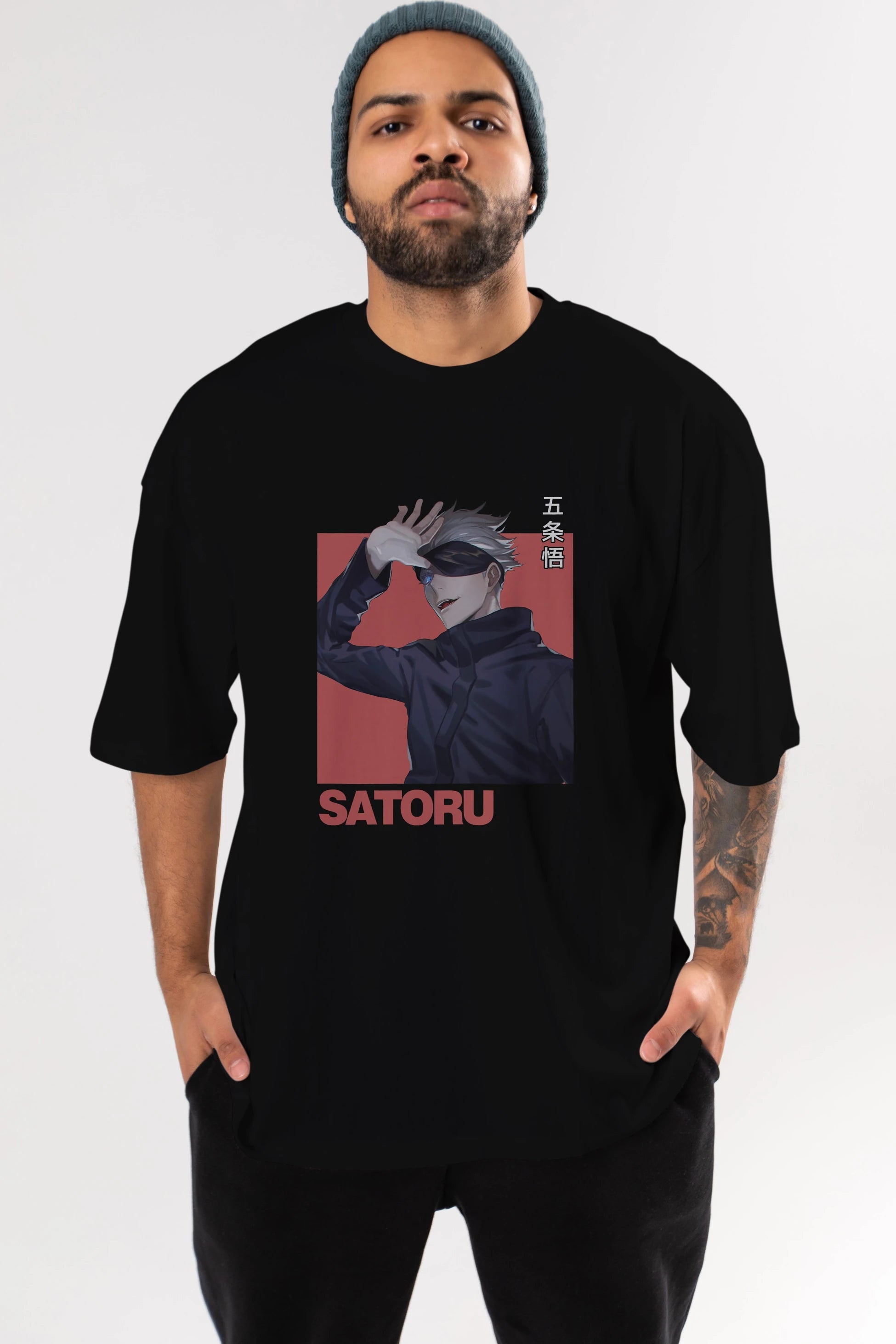 SATORU GOJO 2 Anime Ön Baskılı Oversize t-shirt %100 pamuk Erkek Kadın Unisex