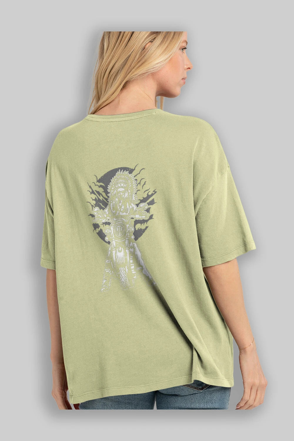 Indian Chief Motorcycle Arka Baskılı Oversize t-shirt Erkek Kadın Unisex %100 Pamuk