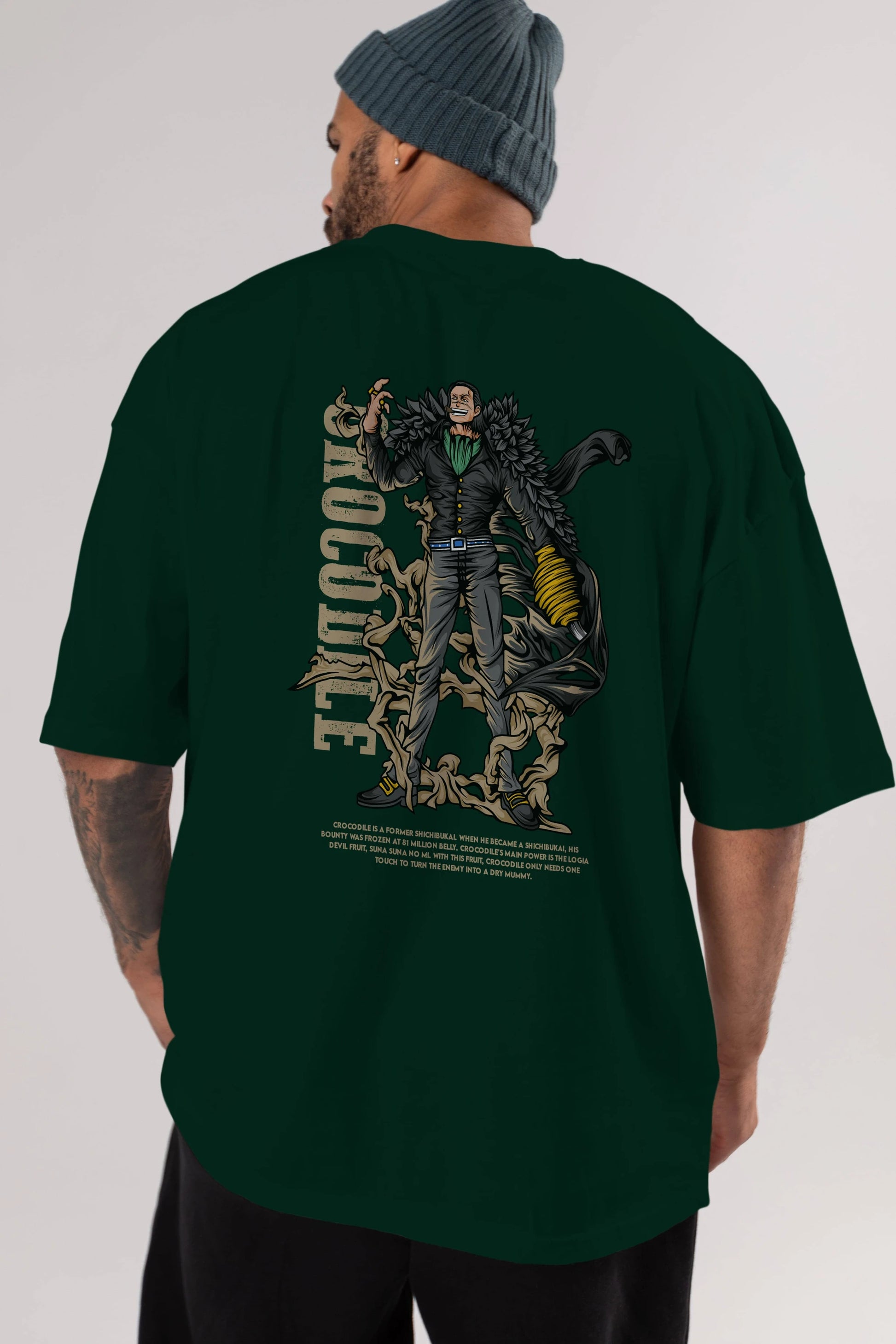 Crocodile Anime Arka Baskılı Oversize t-shirt Erkek Kadın Unisex