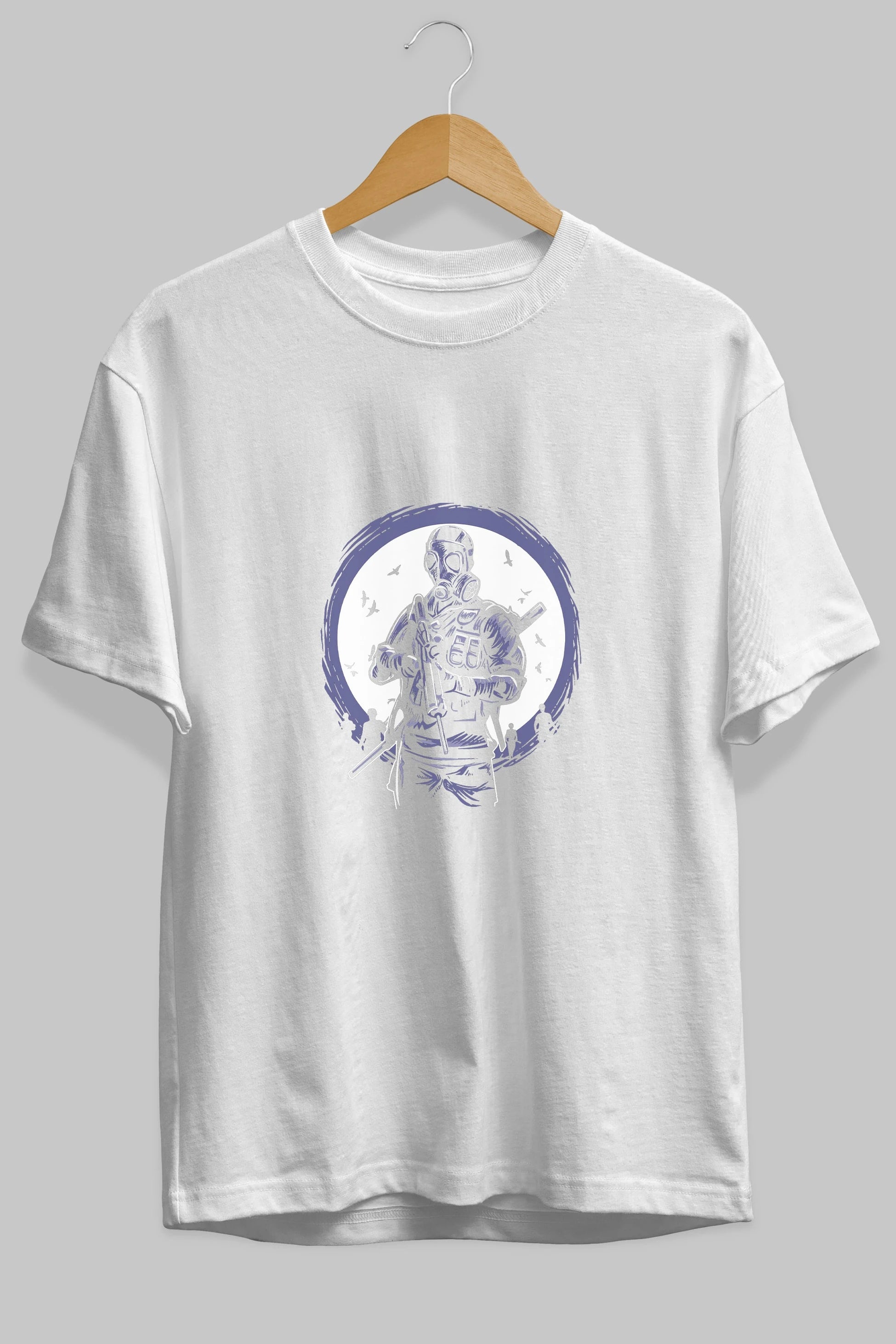 Gas Mask Soldier Ön Baskılı Oversize t-shirt Erkek Kadın Unisex %100 Pamuk tişort