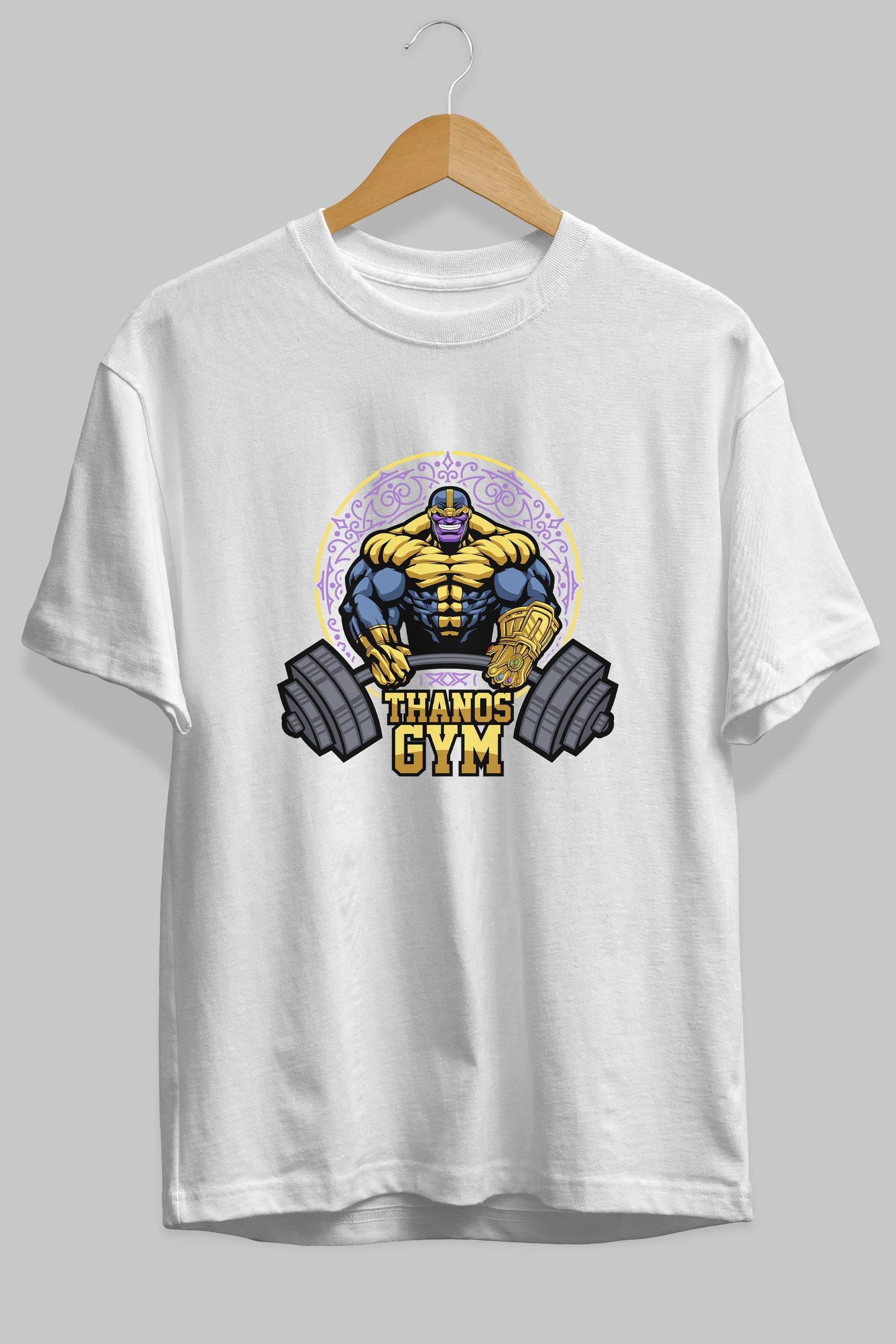Thanos GYM Ön Baskılı Oversize t-shirt Erkek Kadın Unisex %100 Pamuk Bisiklet Yaka tişort