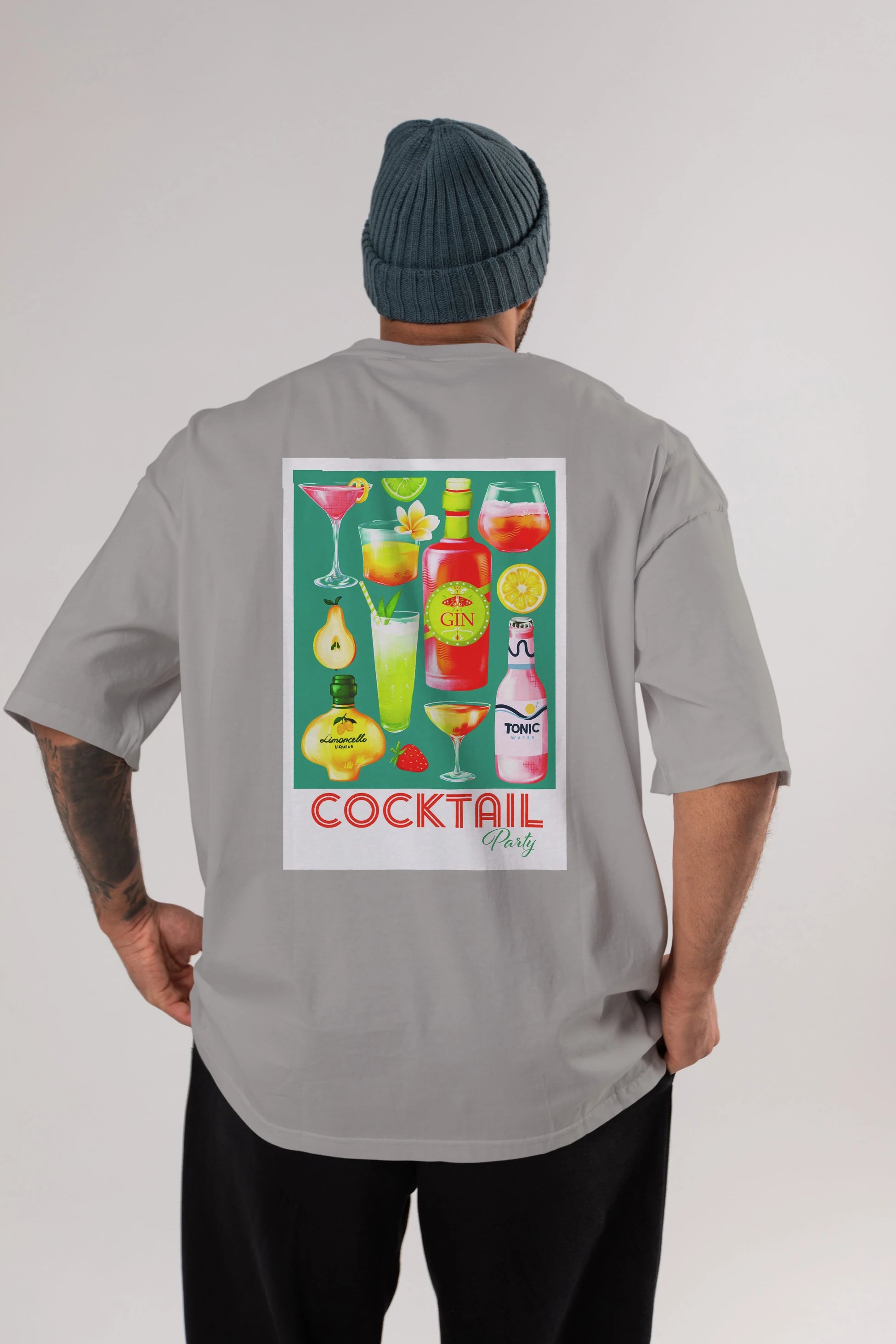 Cocktail Party 2 Arka Baskılı Oversize t-shirt Erkek Kadın Unisex %100 Pamuk Bisiklet Yaka tişort