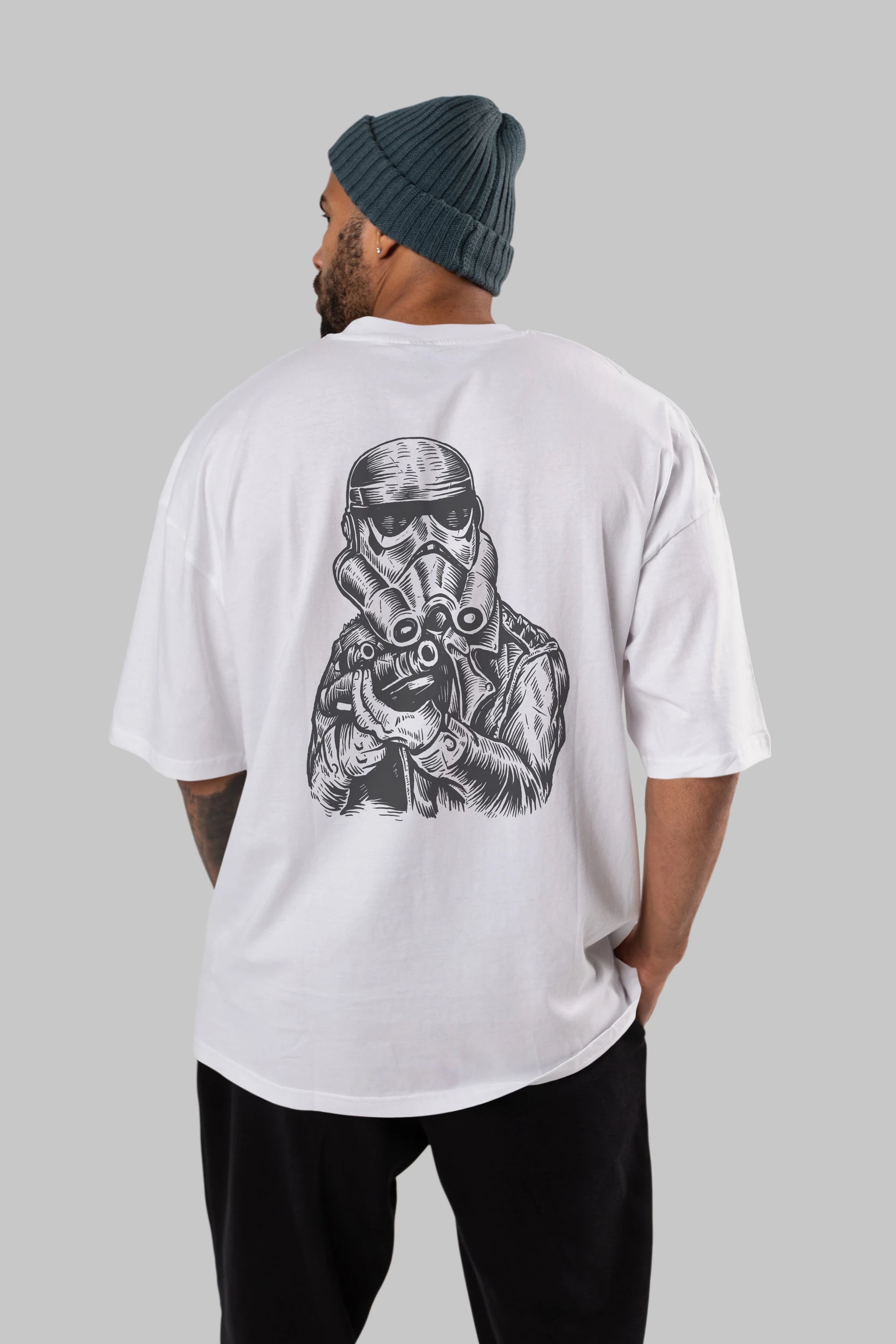 Punktrooper Arka Baskılı Oversize t-shirt Erkek Kadın Unisex %100 Pamuk