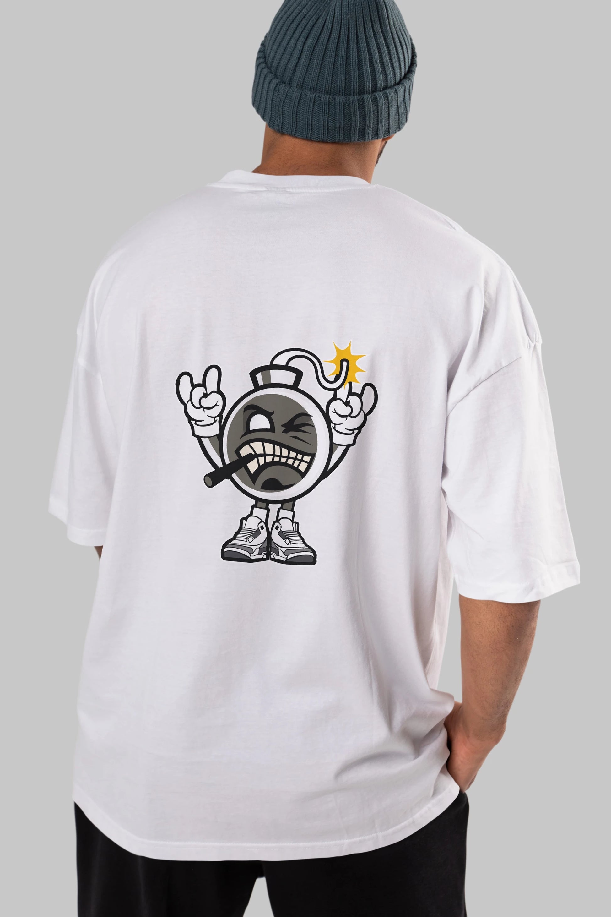 Evil Bomb Arka Baskılı Oversize t-shirt Erkek Kadın Unisex %100 Pamuk tişort
