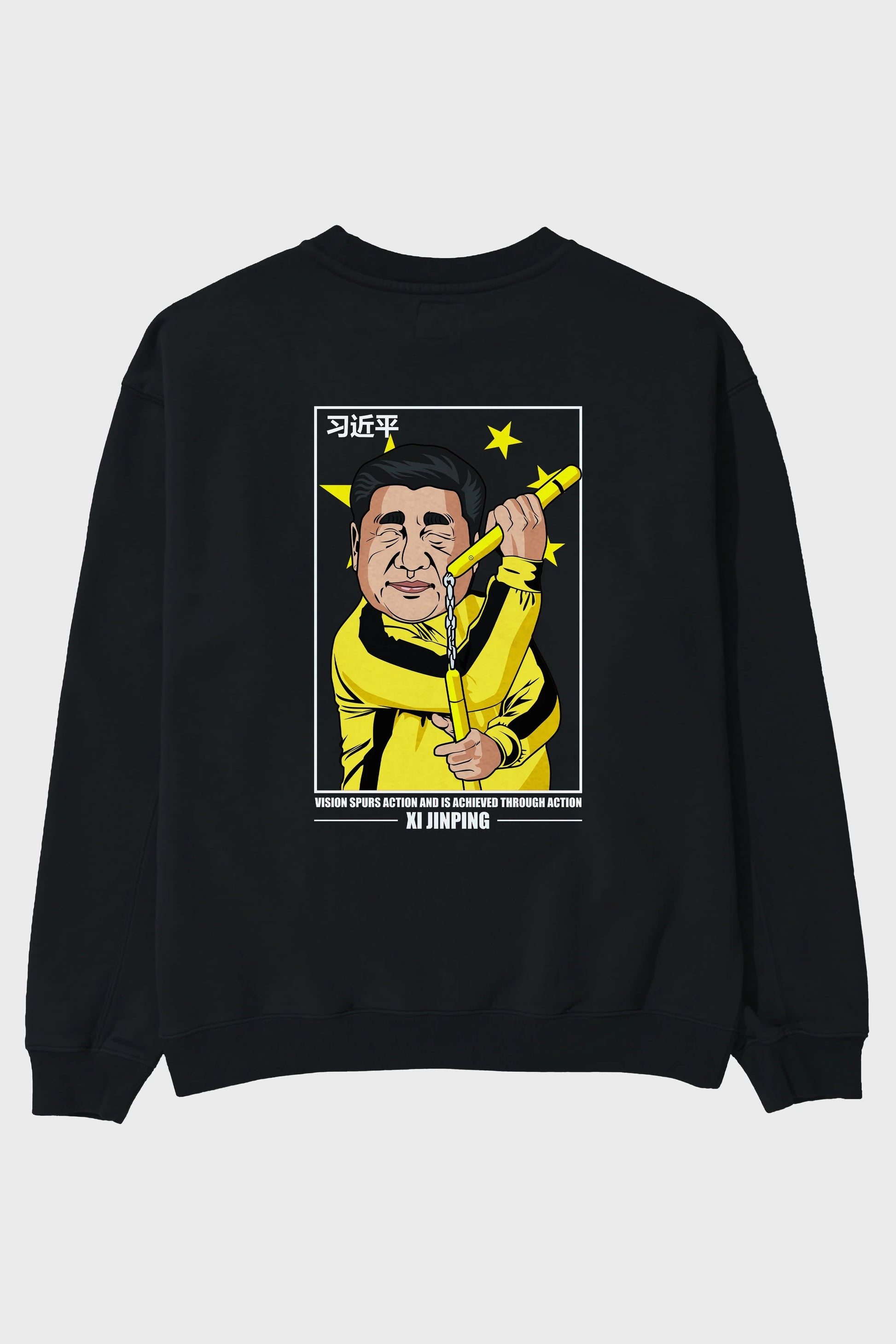 Xi Jinping Bruce Lee Arka Baskılı Oversize Sweatshirt Erkek Kadın Unisex