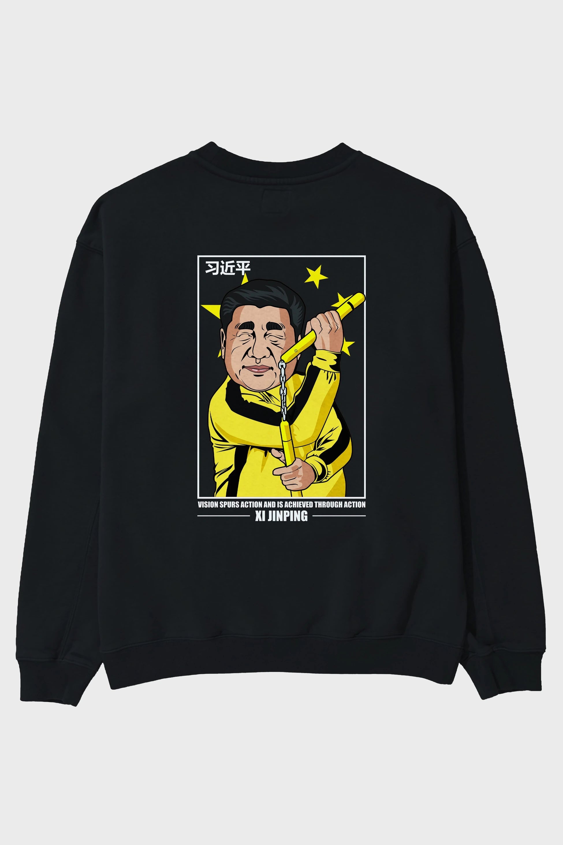 Xi Jinping Bruce Lee Arka Baskılı Oversize Sweatshirt Erkek Kadın Unisex