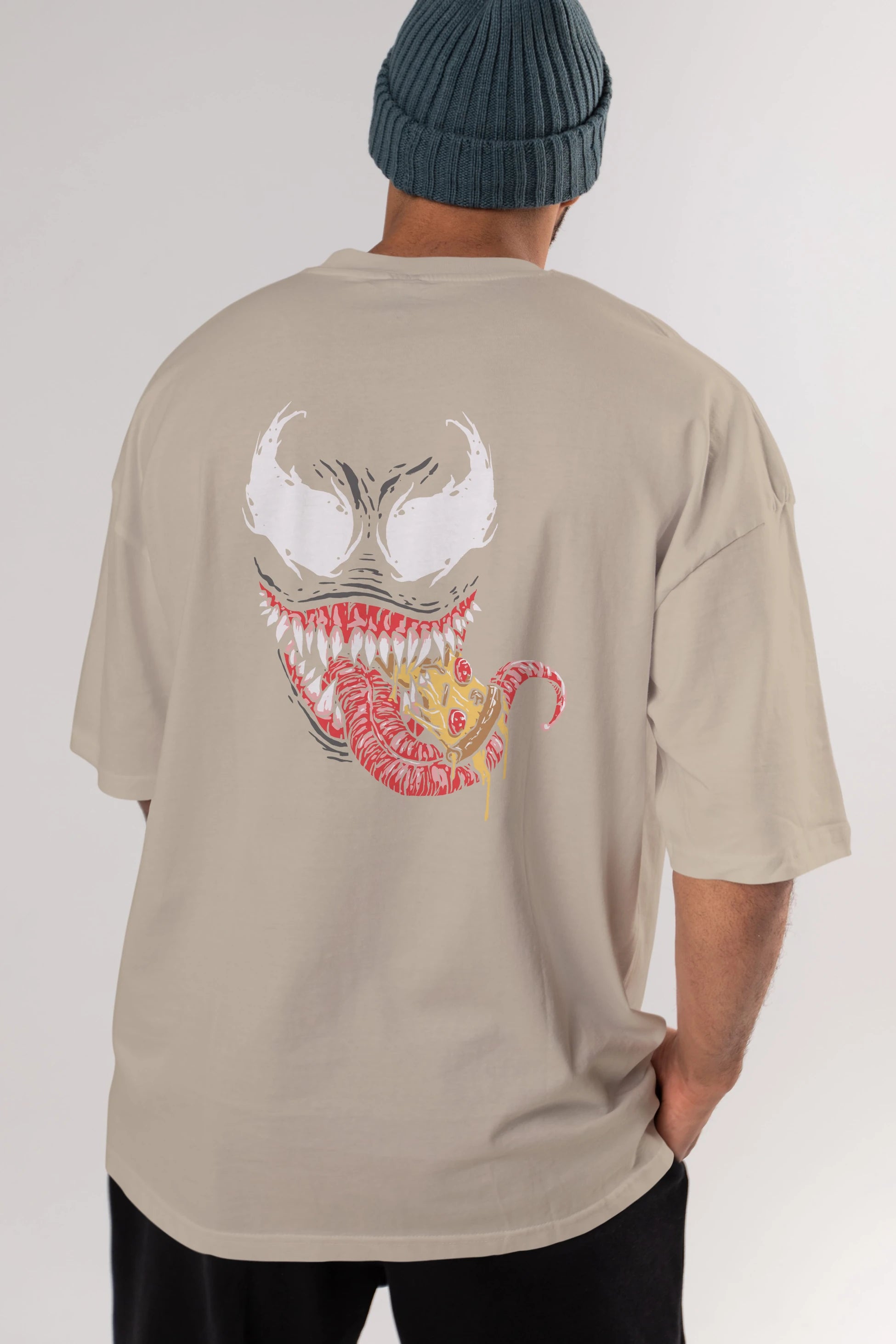 Venom (1) Arka Baskılı Oversize t-shirt Erkek Kadın Unisex %100 Pamuk Bisiklet Yaka tişort