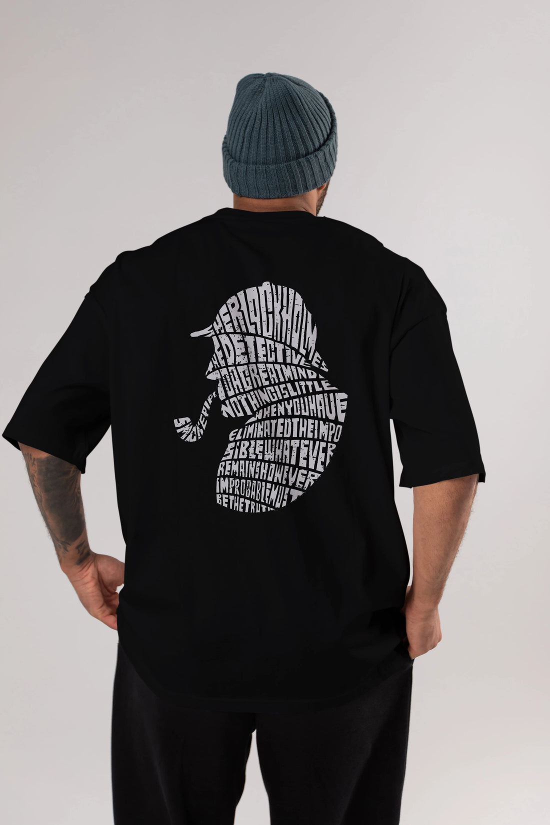 Holmes Arka Baskılı Oversize t-shirt %100 pamuk Erkek Kadın Unisex