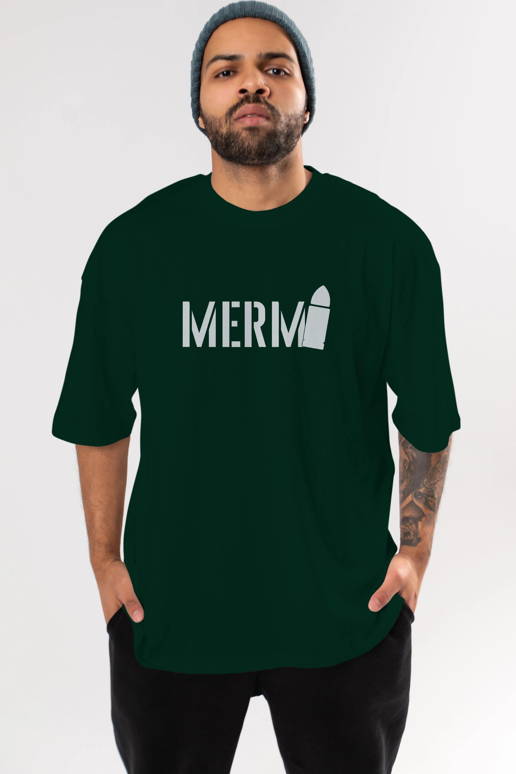 Mermi Ön Baskılı Oversize t-shirt %100 pamuk Erkek Kadın Unisex