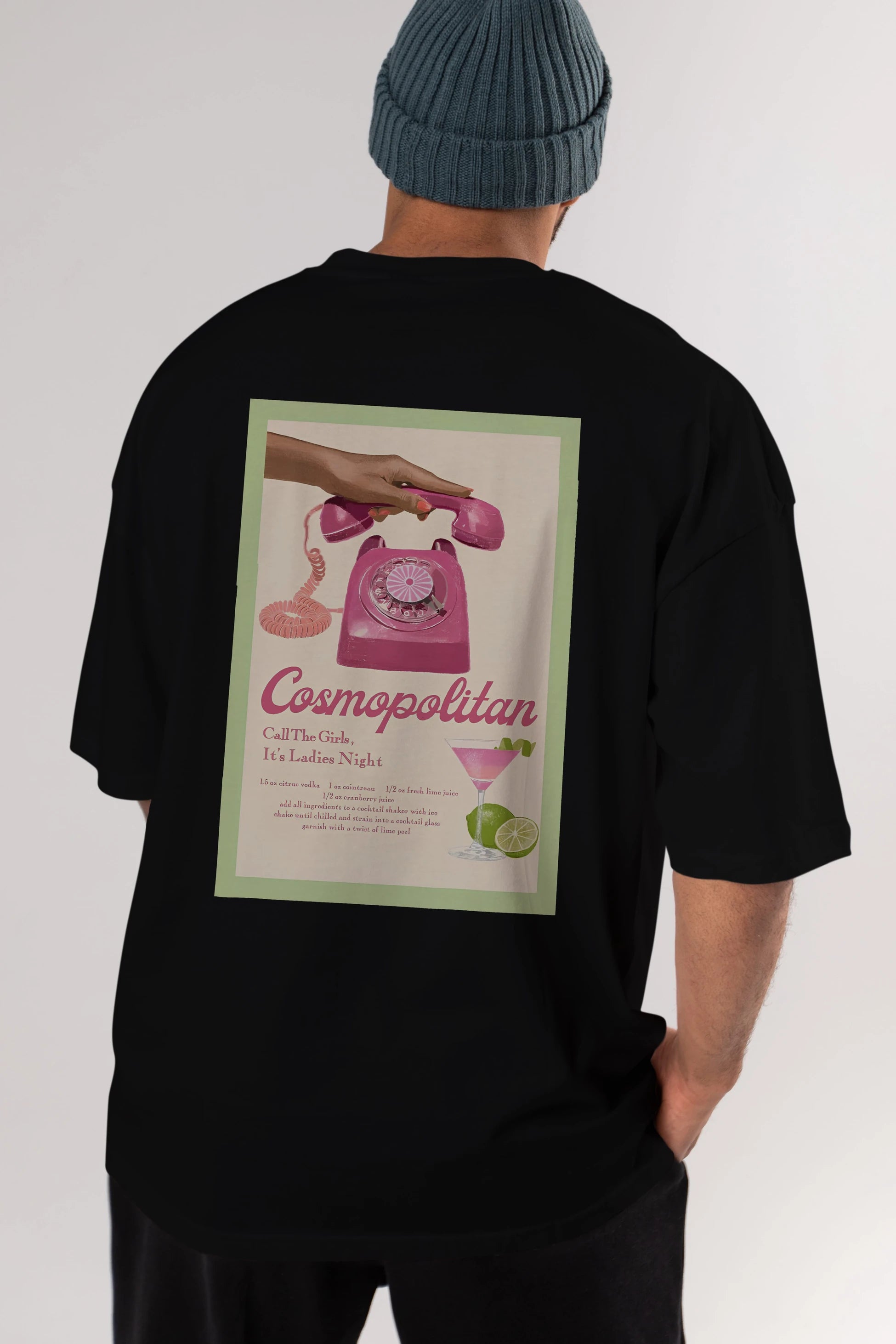 Cosmopolitan 5 Arka Baskılı Oversize t-shirt Erkek Kadın Unisex %100 Pamuk Bisiklet Yaka tişort