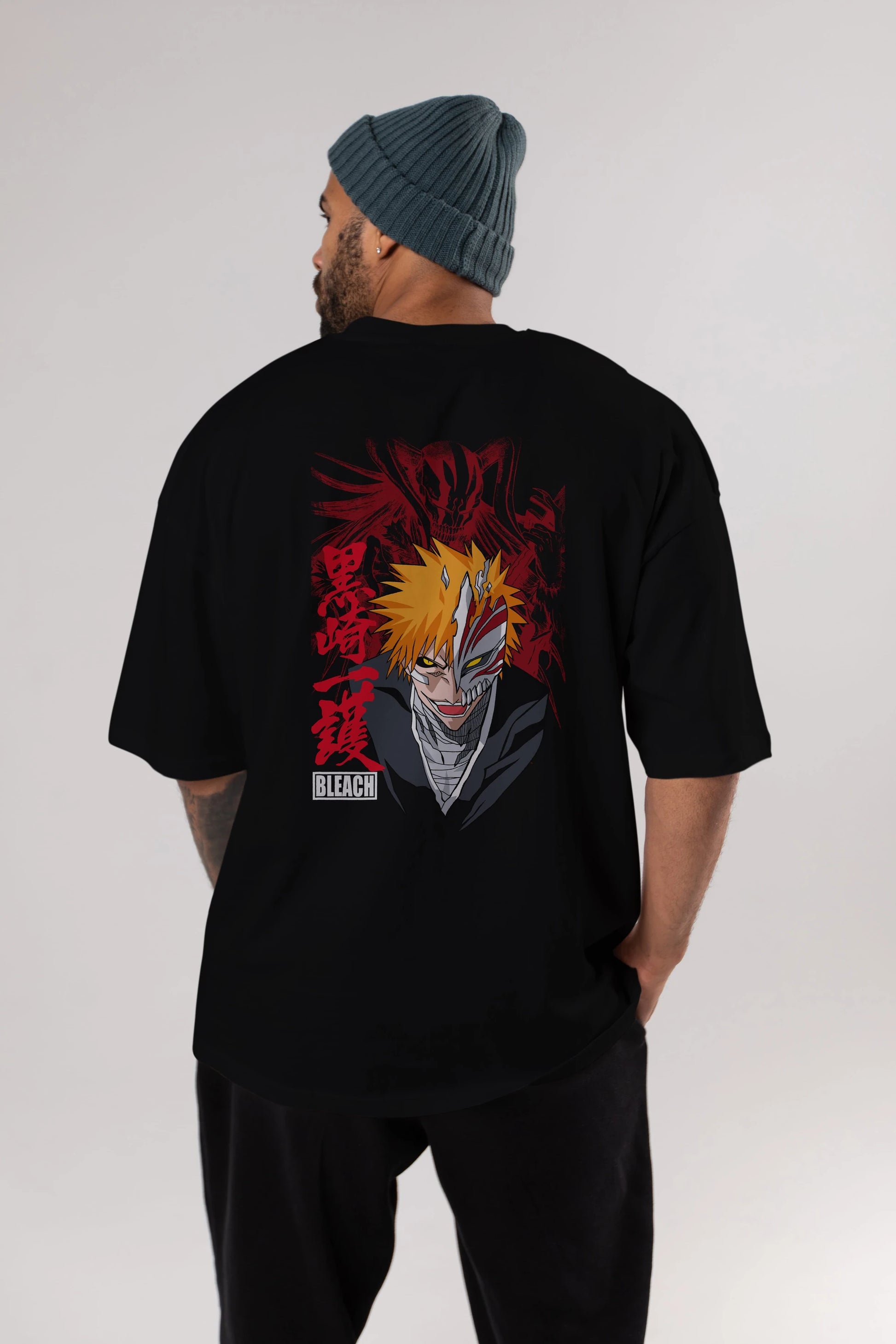ICHIGO KUROSAKI VIZARD Anime Arka Baskılı Oversize t-shirt Erkek Kadın Unisex