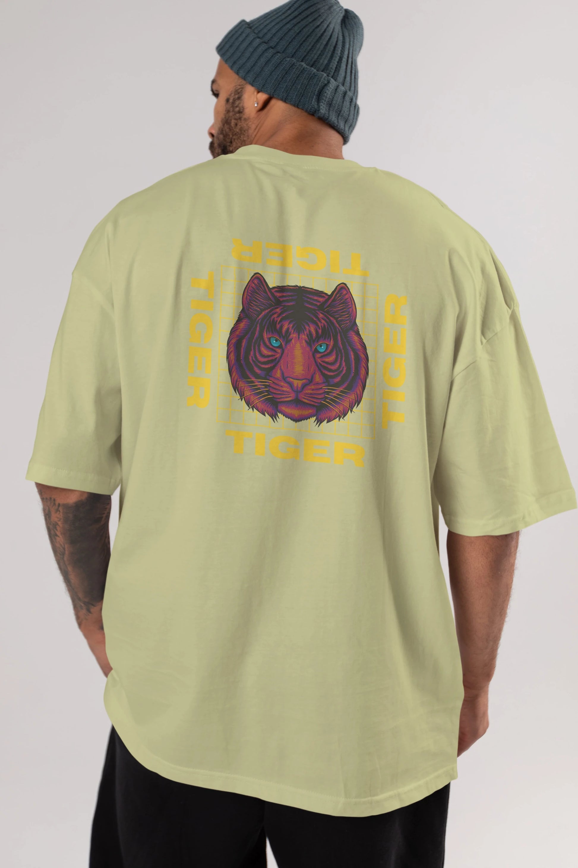 Tiger Yazılı Streetwear Arka Baskılı Oversize t-shirt Erkek Kadın Unisex