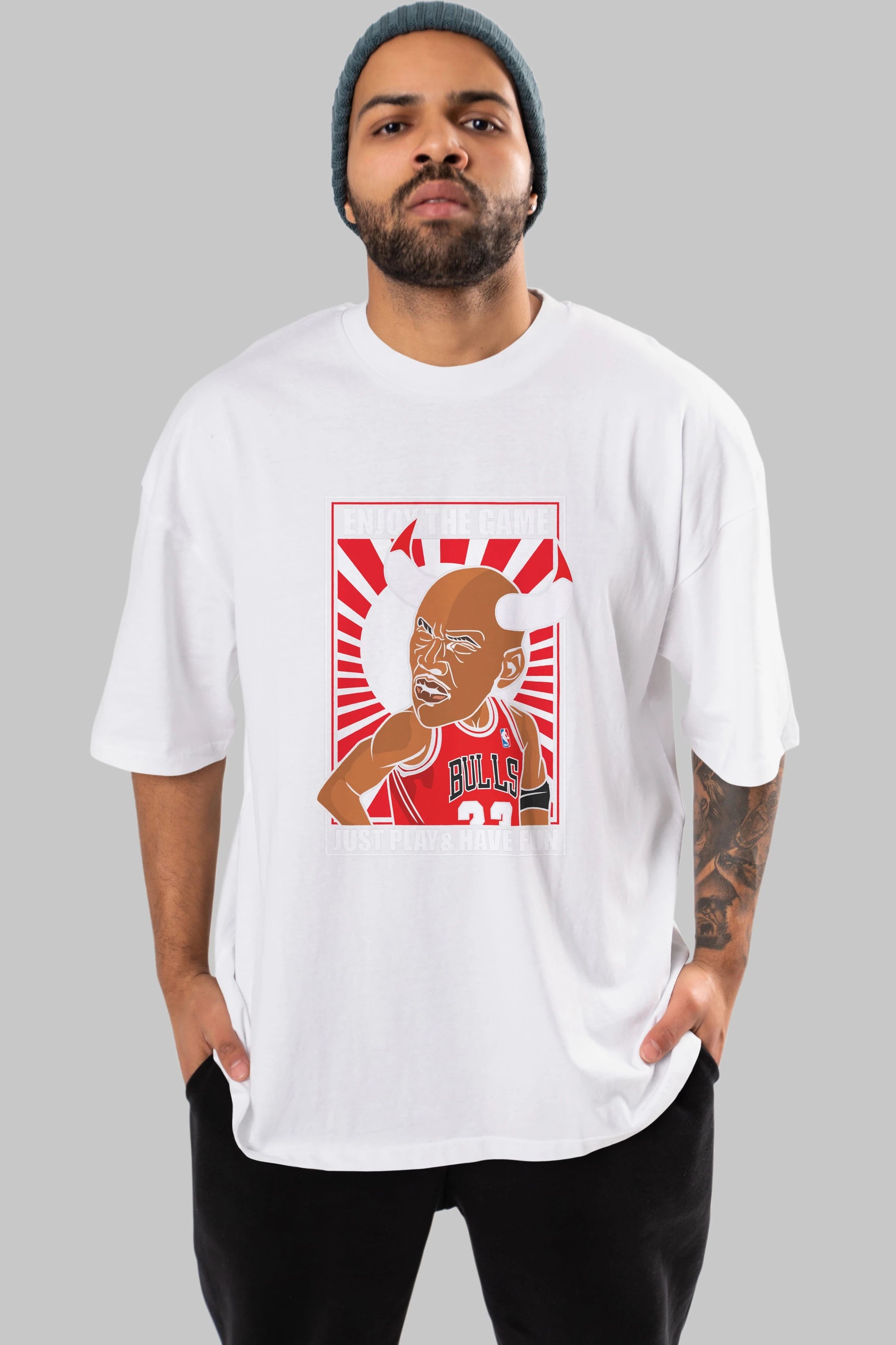 Michael Jordan Ön Baskılı Oversize t-shirt Erkek Kadın Unisex %100 Pamuk tişort