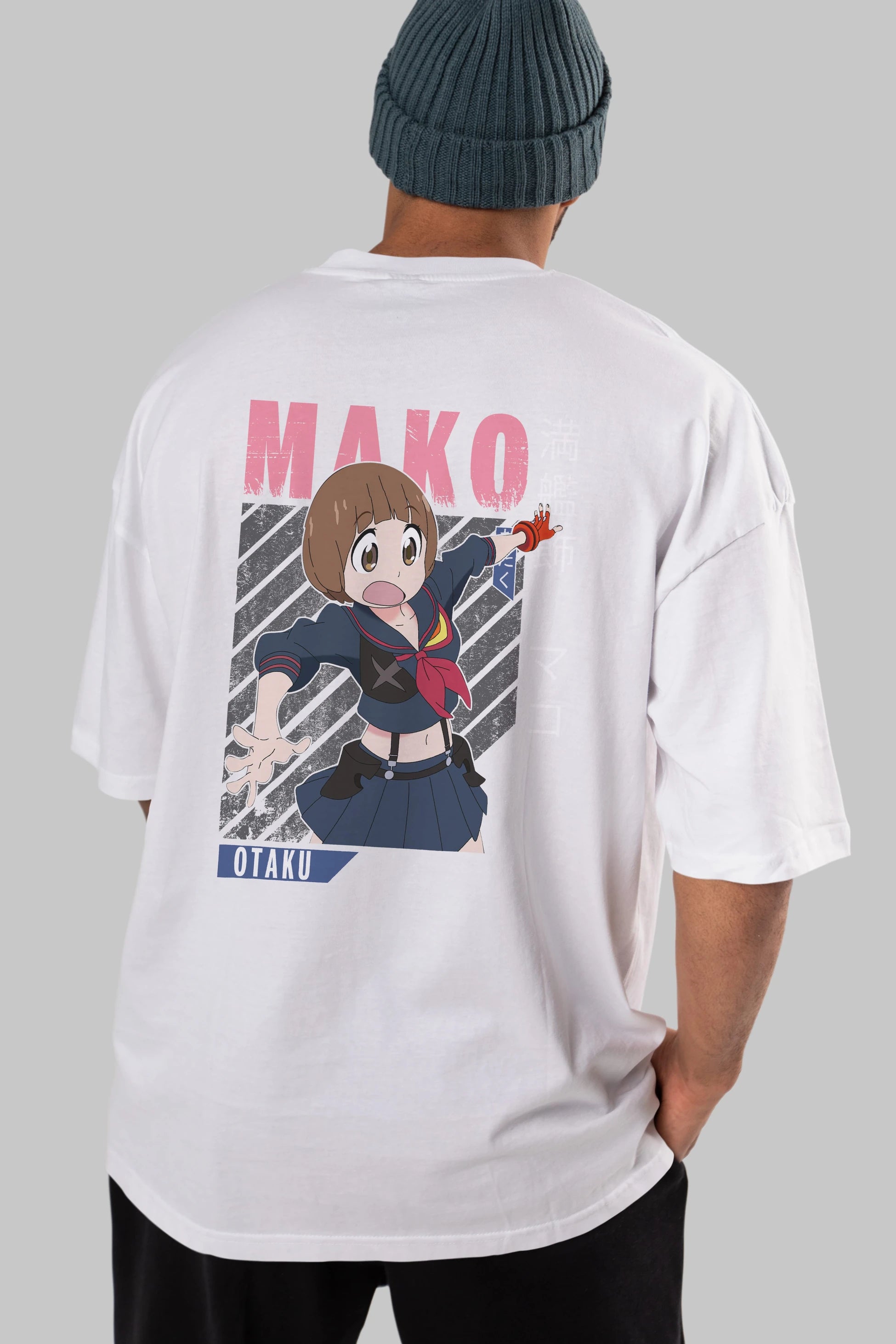 Mako Mankanshoku 2 Anime Arka Baskılı Oversize t-shirt Erkek Kadın Unisex