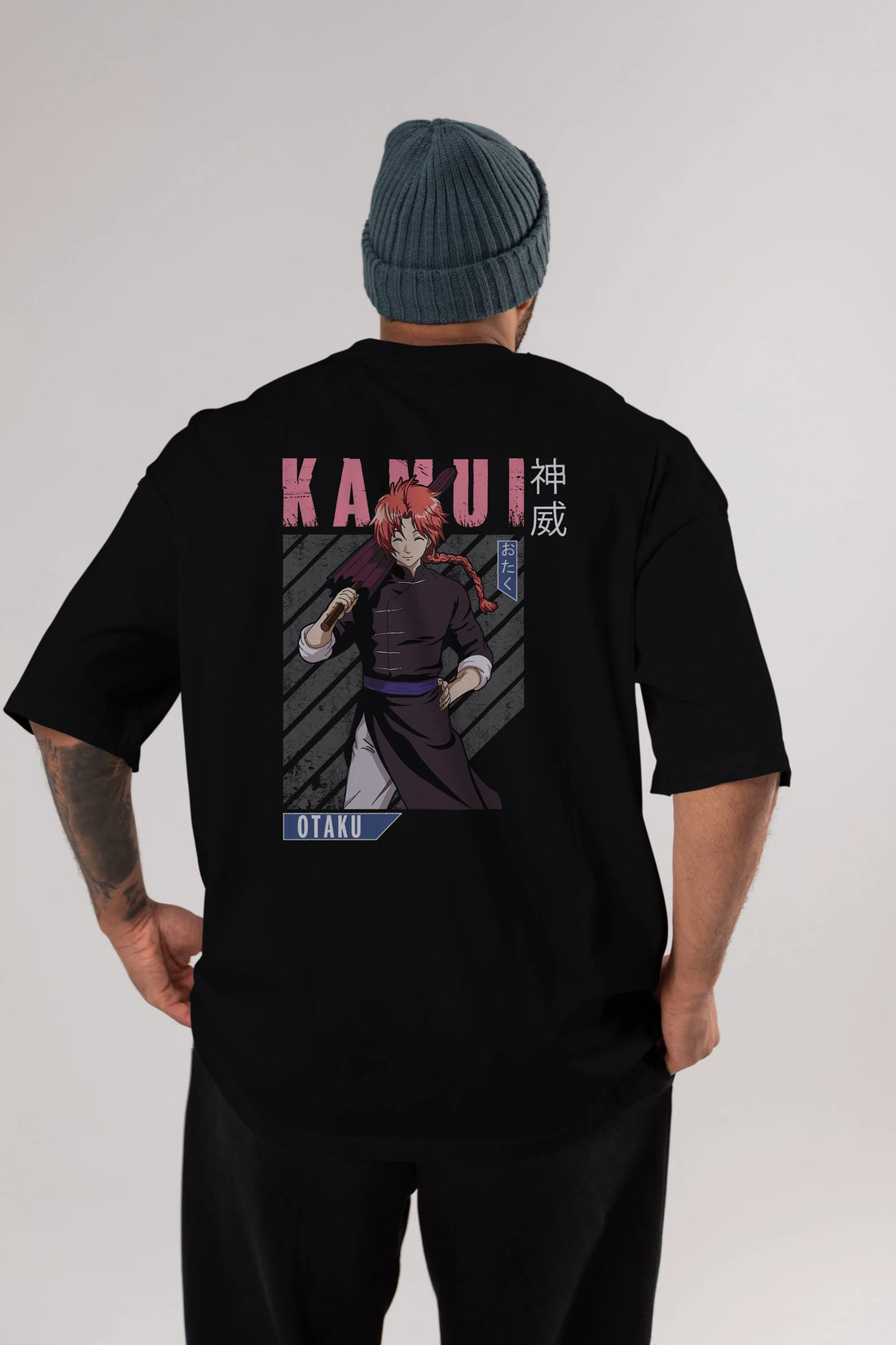 Kamui GINTAMA 1 Anime Arka Baskılı Oversize t-shirt Erkek Kadın Unisex
