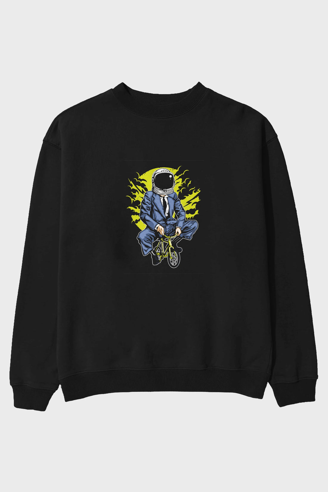 Bike To The Moon Ön Baskılı Oversize Sweatshirt Erkek Kadın Unisex