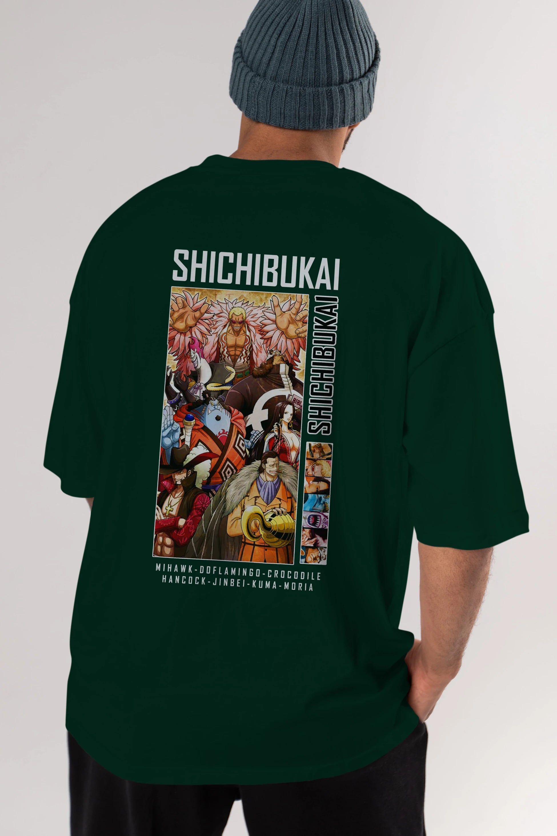 Shichibukai Anime Arka Baskılı Oversize t-shirt Erkek Kadın Unisex %100 pamuk tişort