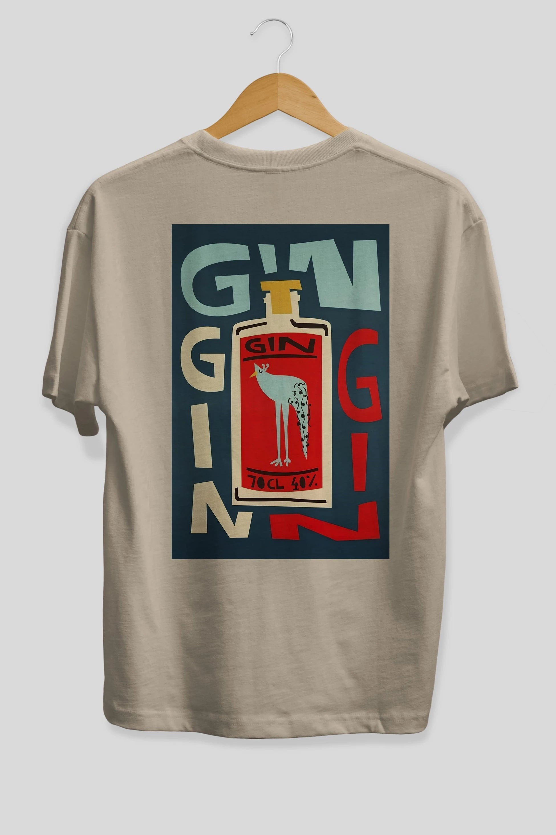 Gin 2 Arka Baskılı Oversize t-shirt Erkek Kadın Unisex %100 Pamuk Bisiklet Yaka tişort