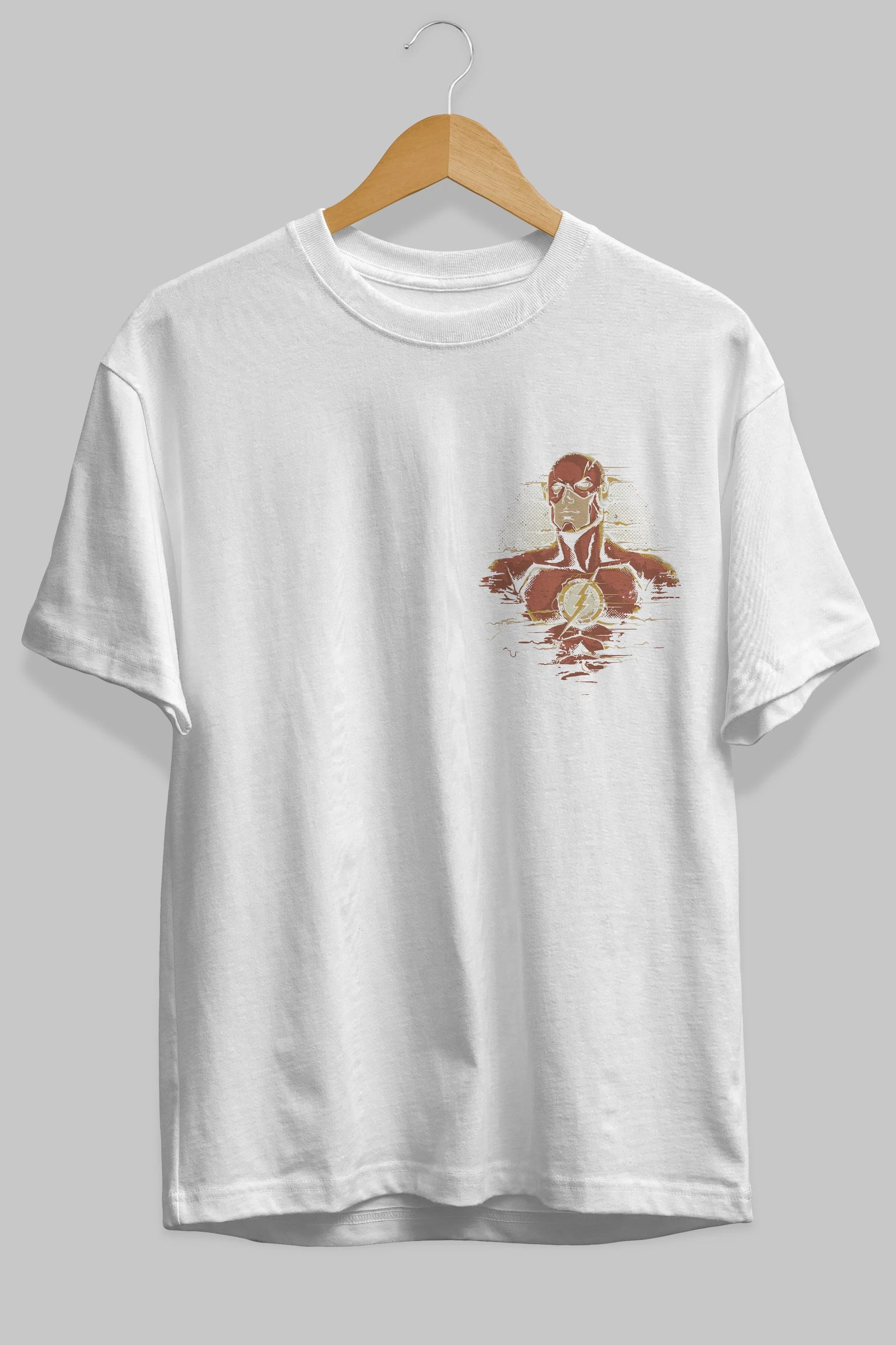 Flash Avengers Ön Sol Baskılı Oversize t-shirt Erkek Kadın Unisex %100 Pamuk Bisiklet Yaka tişort