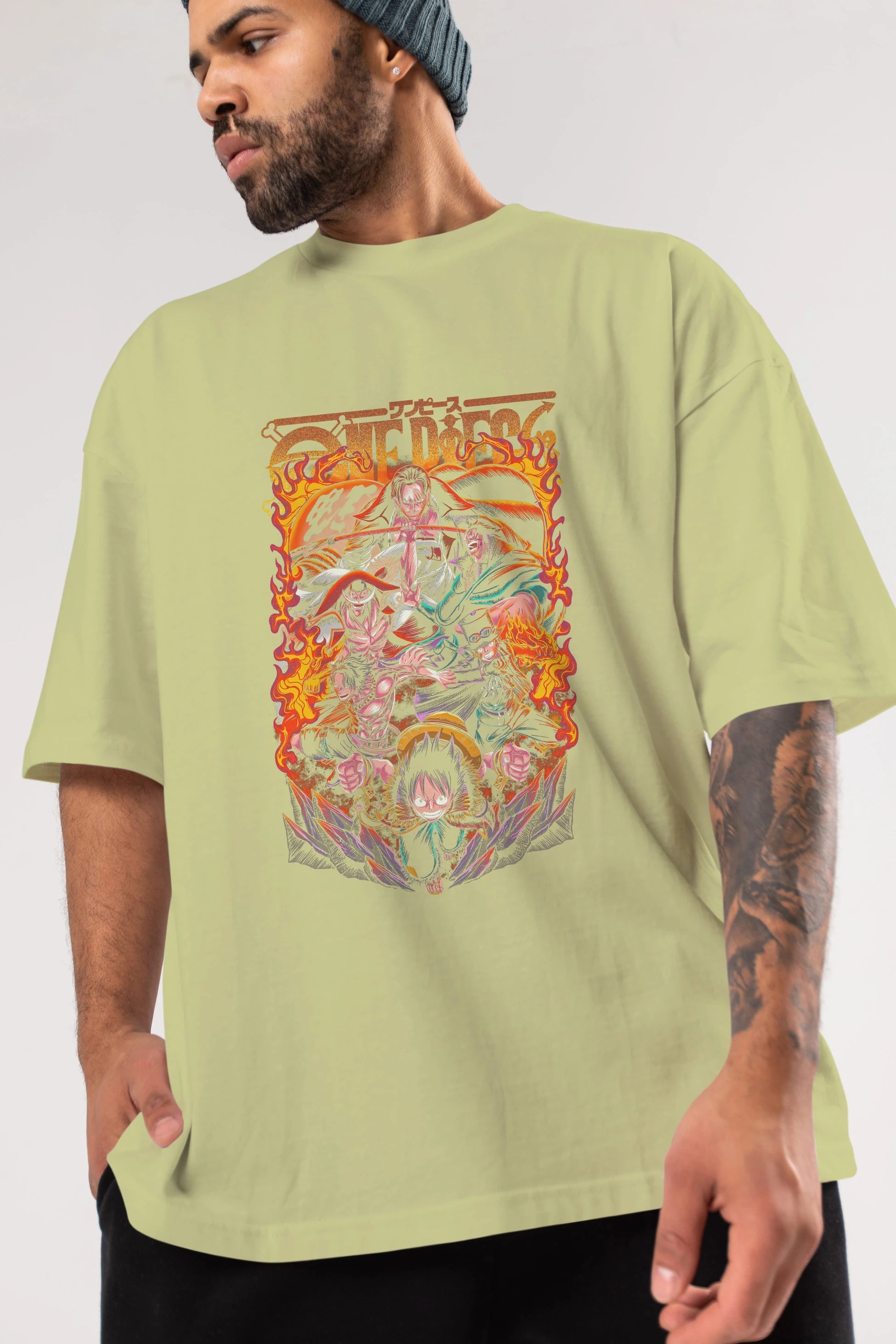 ONE PIECE (3) Anime Ön Baskılı Oversize t-shirt %100 pamuk Erkek Kadın Unisex
