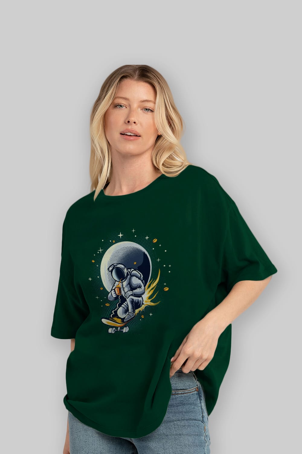 Astro Coffee Addict Ön Baskılı Oversize t-shirt Erkek Kadın Unisex