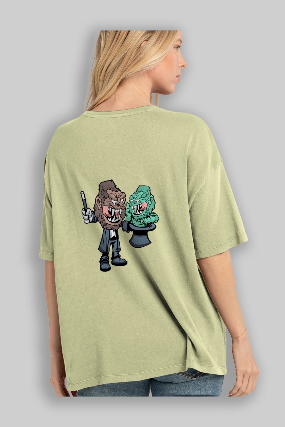 Gorilla Magician Arka Baskılı Oversize t-shirt Erkek Kadın Unisex %100 Pamuk tişort