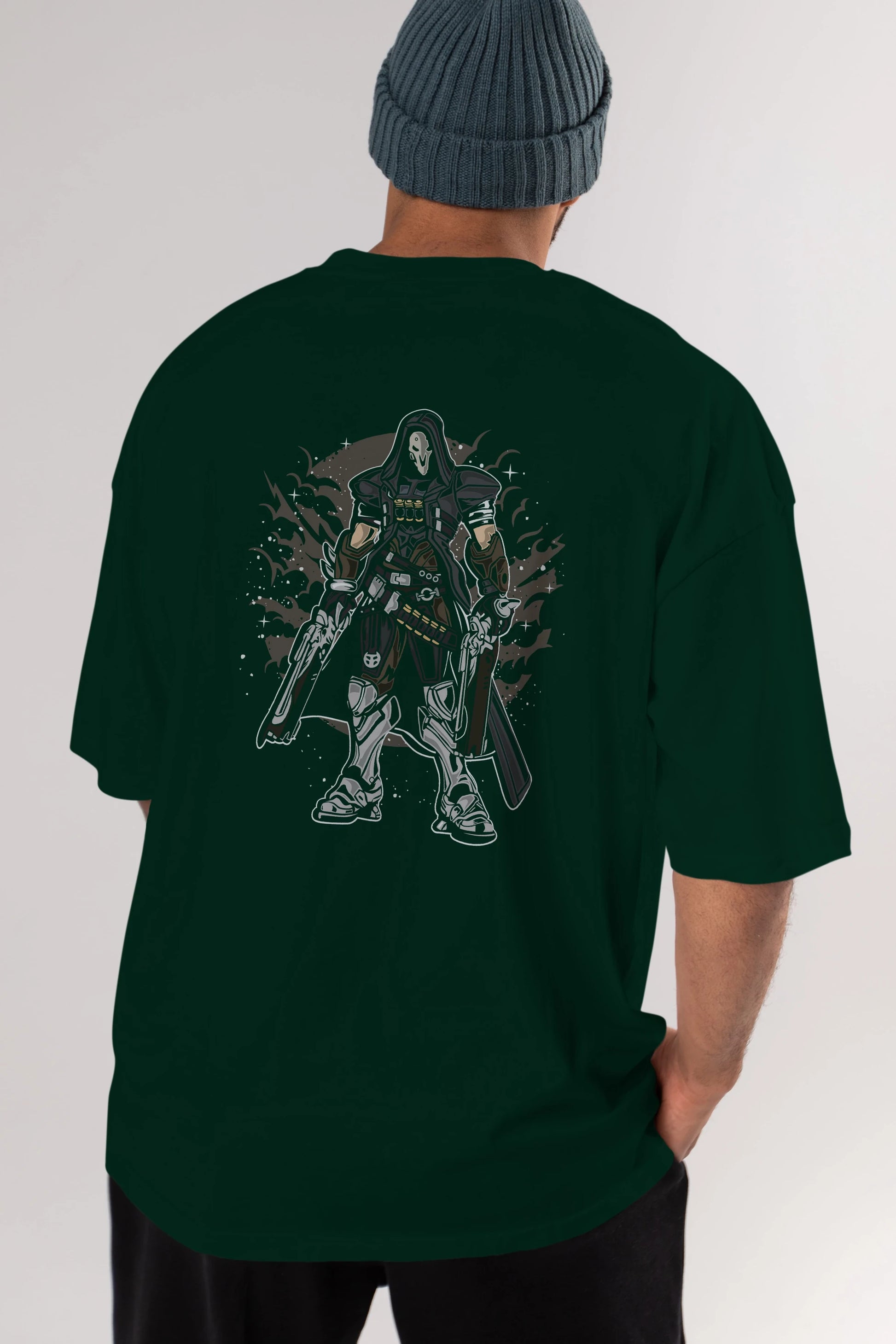 REAPER Arka Baskılı Oversize t-shirt Erkek Kadın Unisex %100 Pamuk