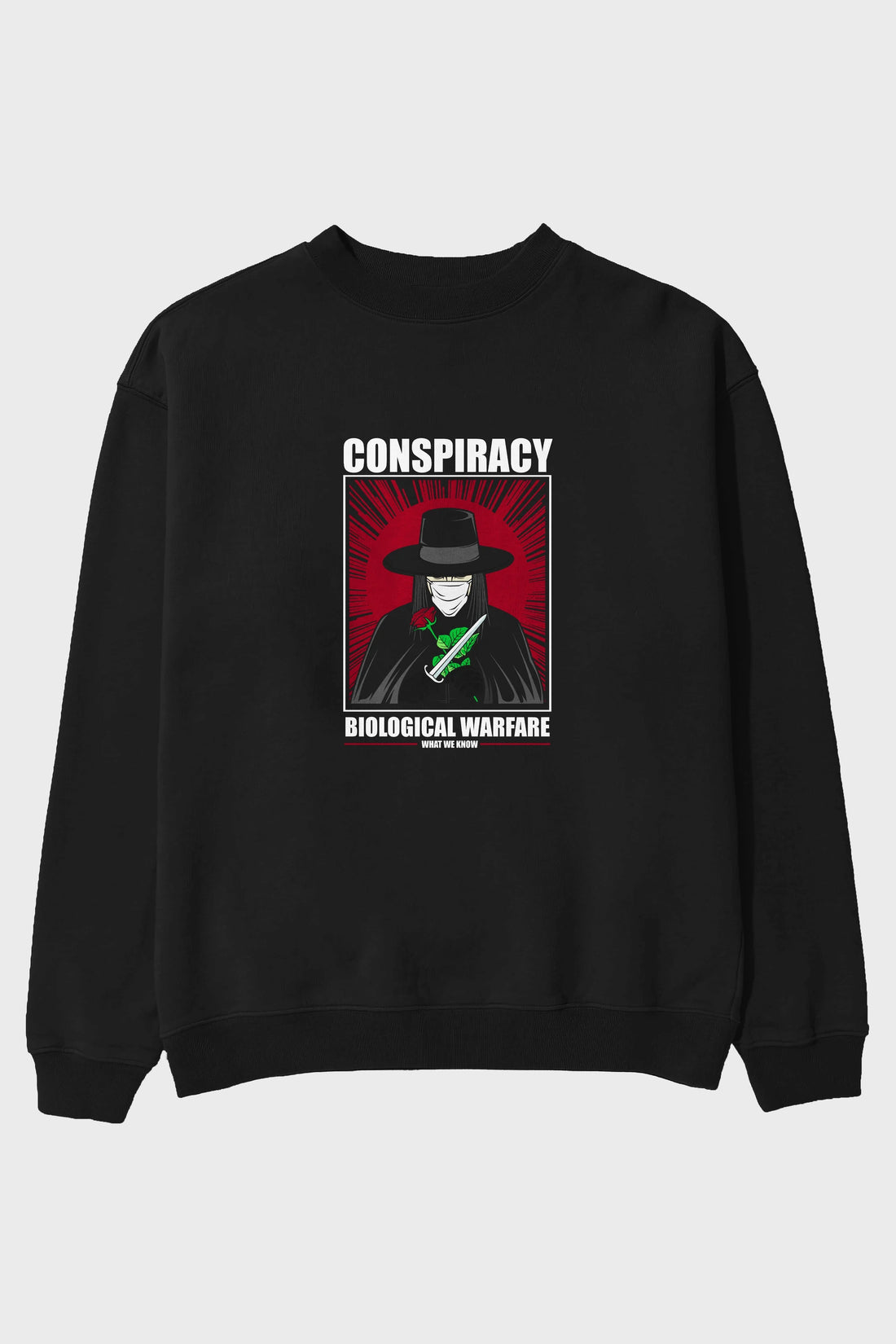 Vendetta Masker Ön Baskılı Oversize Sweatshirt Erkek Kadın Unisex