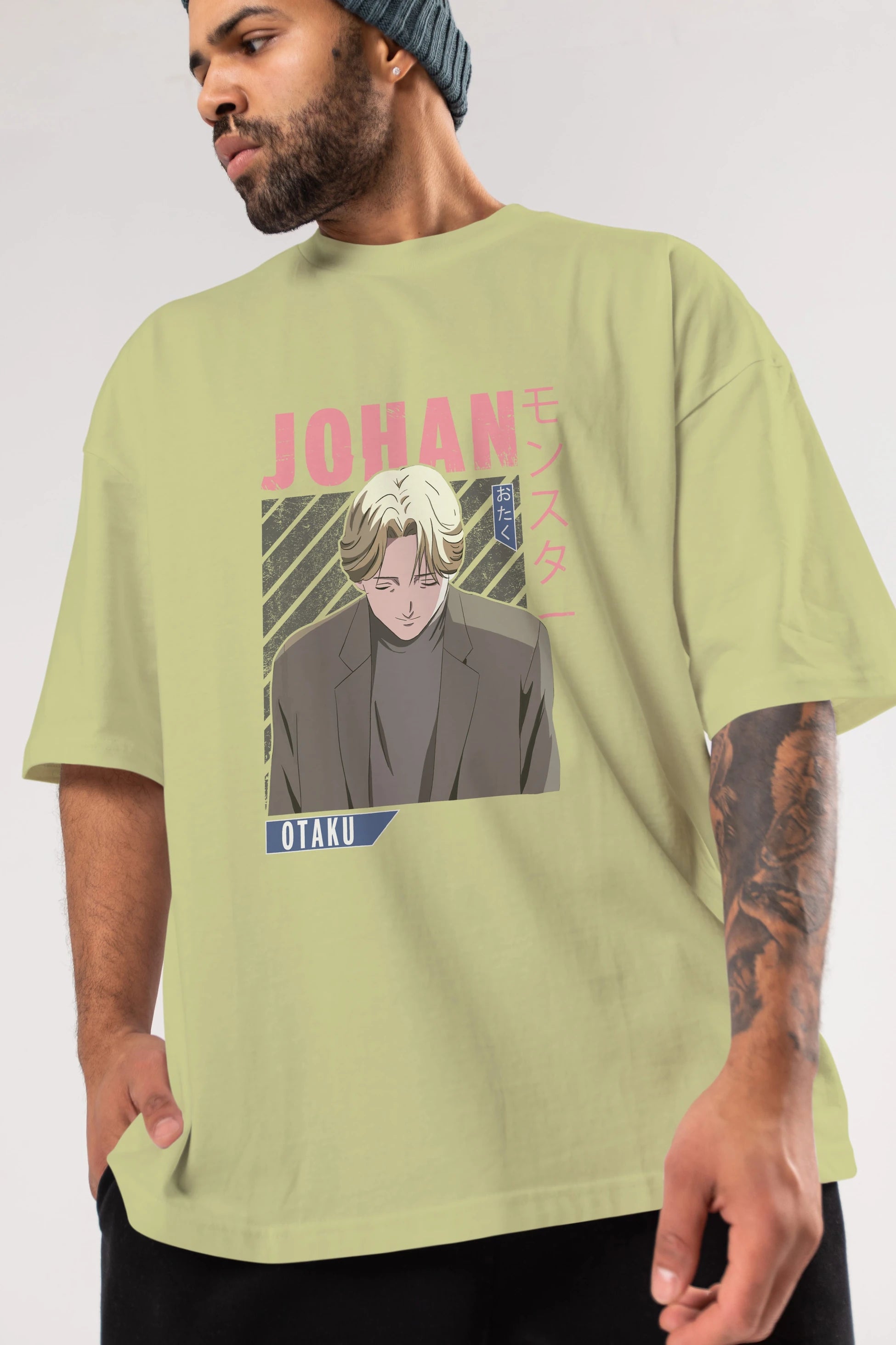 Johan Liebert MONSTER Anime Ön Baskılı Oversize t-shirt %100 pamuk Erkek Kadın Unisex