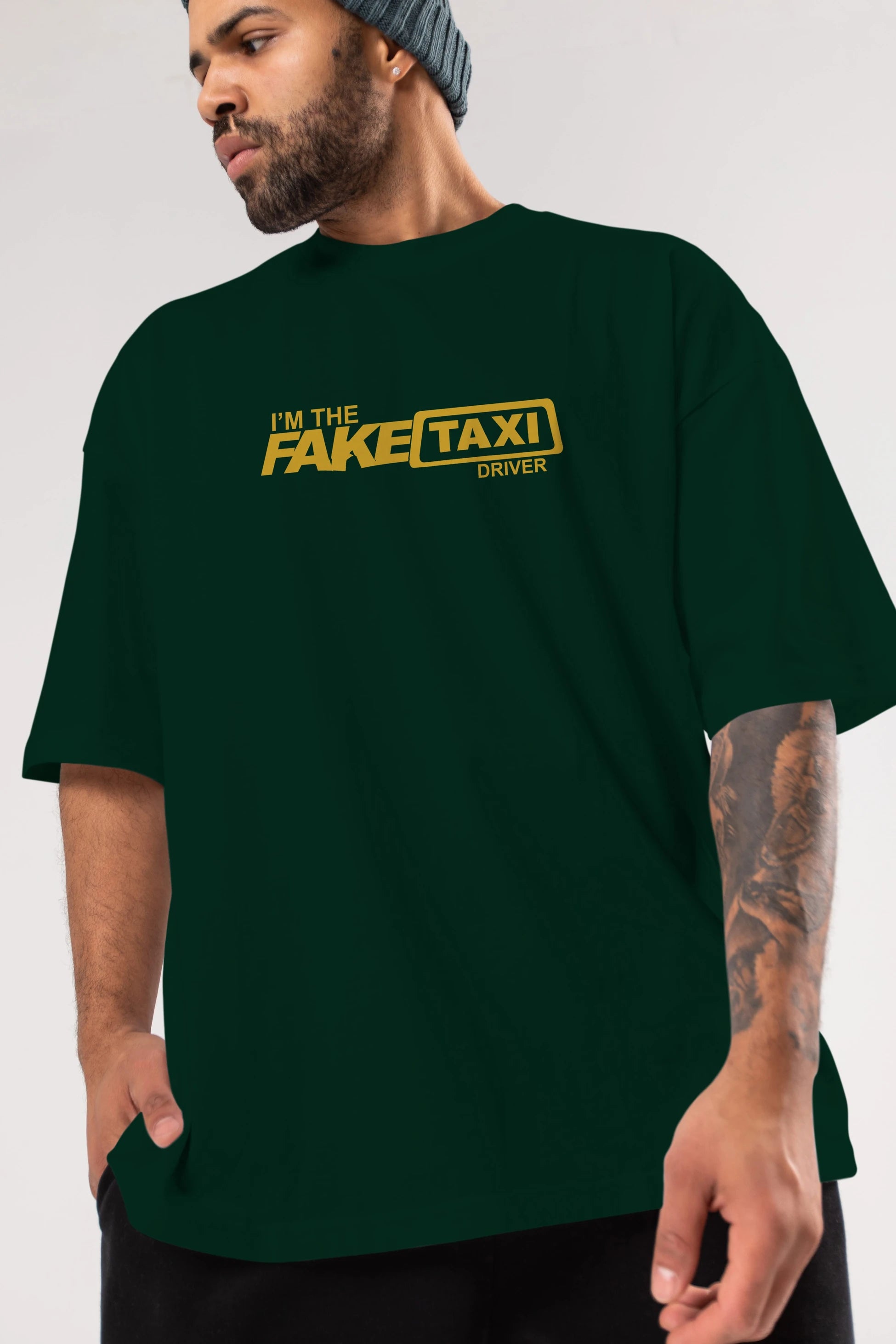 I m The Fake Taxi Ön Baskılı Oversize t-shirt %100 pamuk Erkek Kadın Unisex