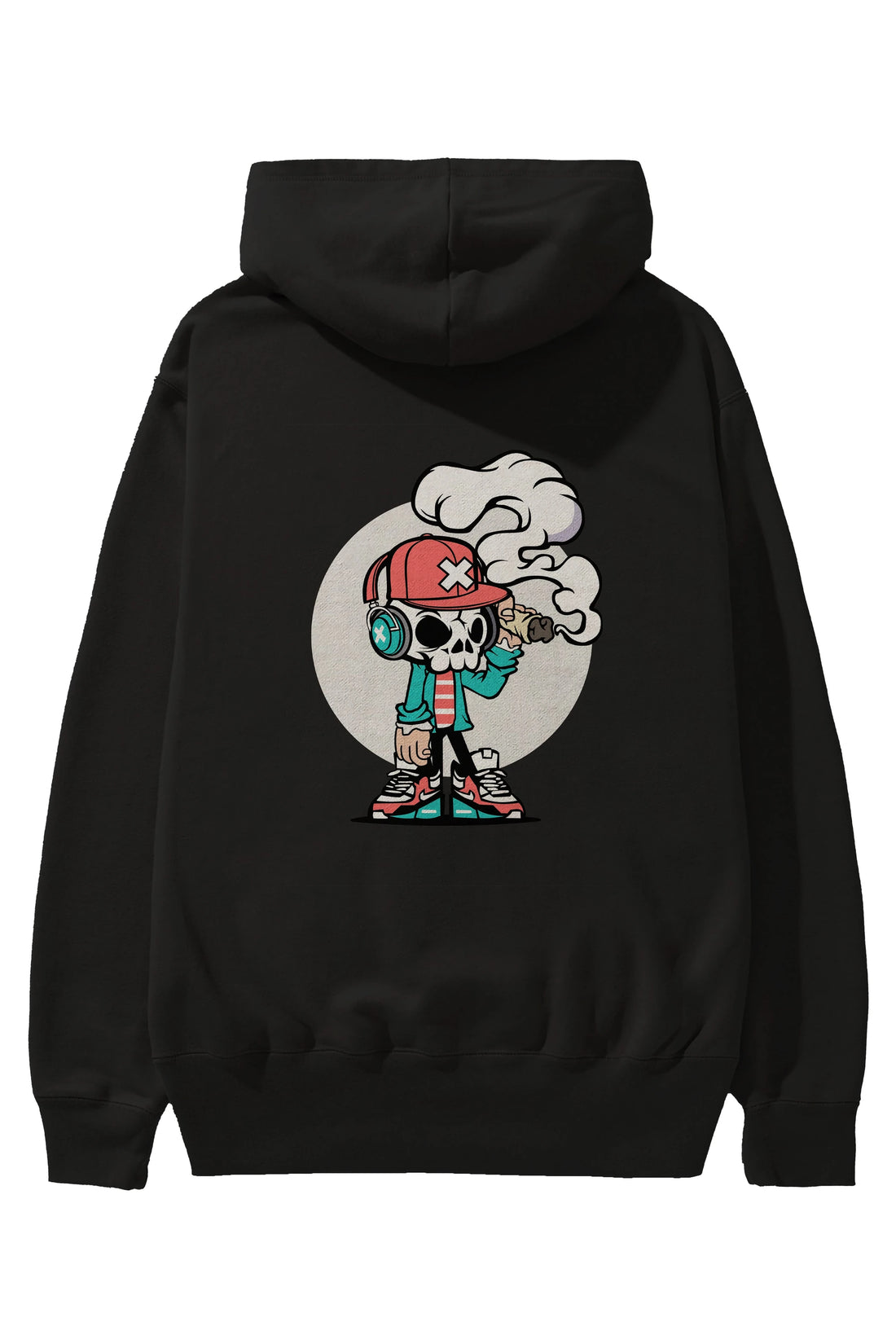 Skull Headphone Arka Baskılı Hoodie Oversize Kapüşonlu Sweatshirt Erkek Kadın Unisex