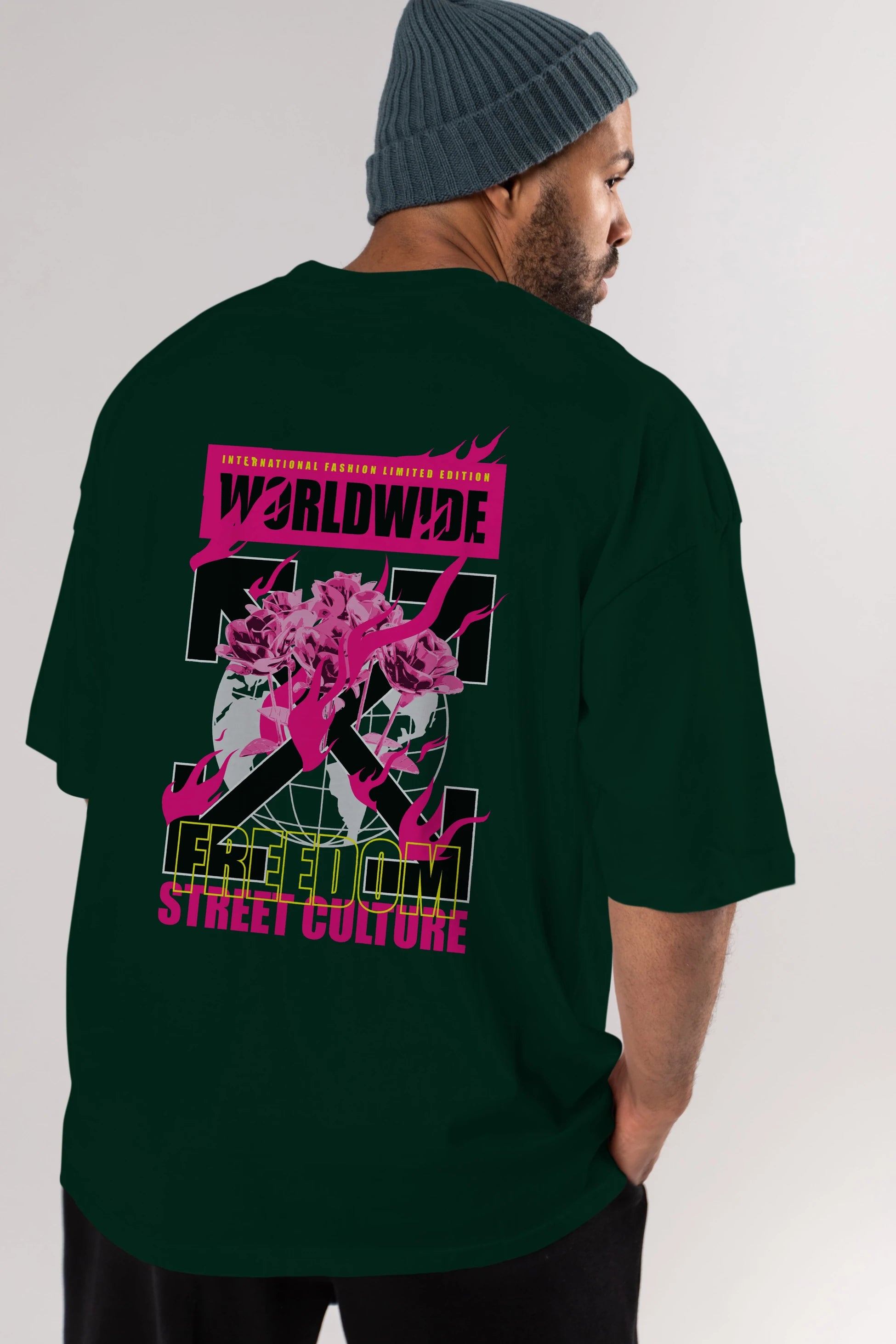Freedom Street Culture Arka Baskılı Oversize t-shirt Erkek Kadın Unisex