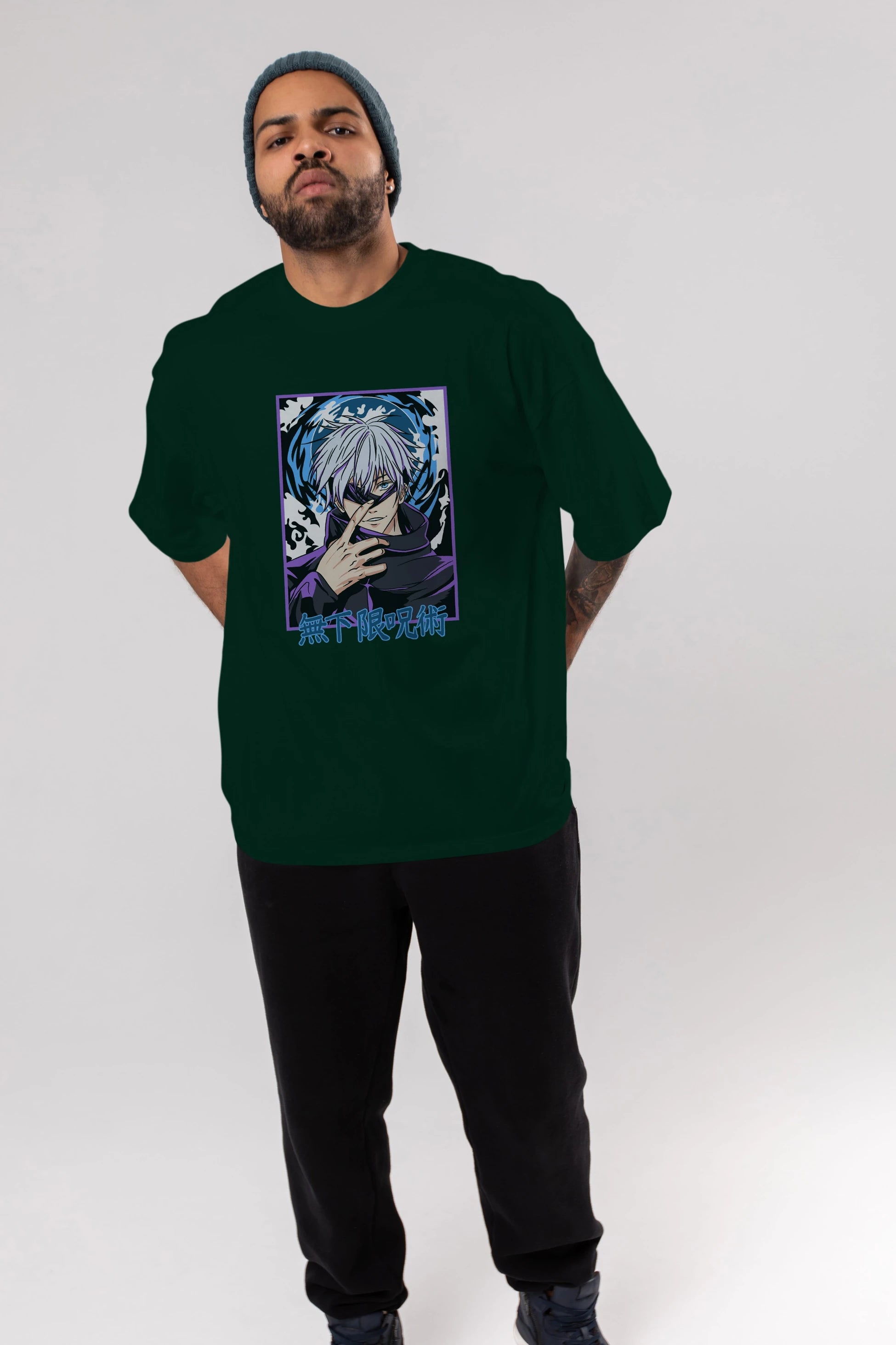 SATORU GOJO 3 Anime Ön Baskılı Oversize t-shirt %100 pamuk Erkek Kadın Unisex