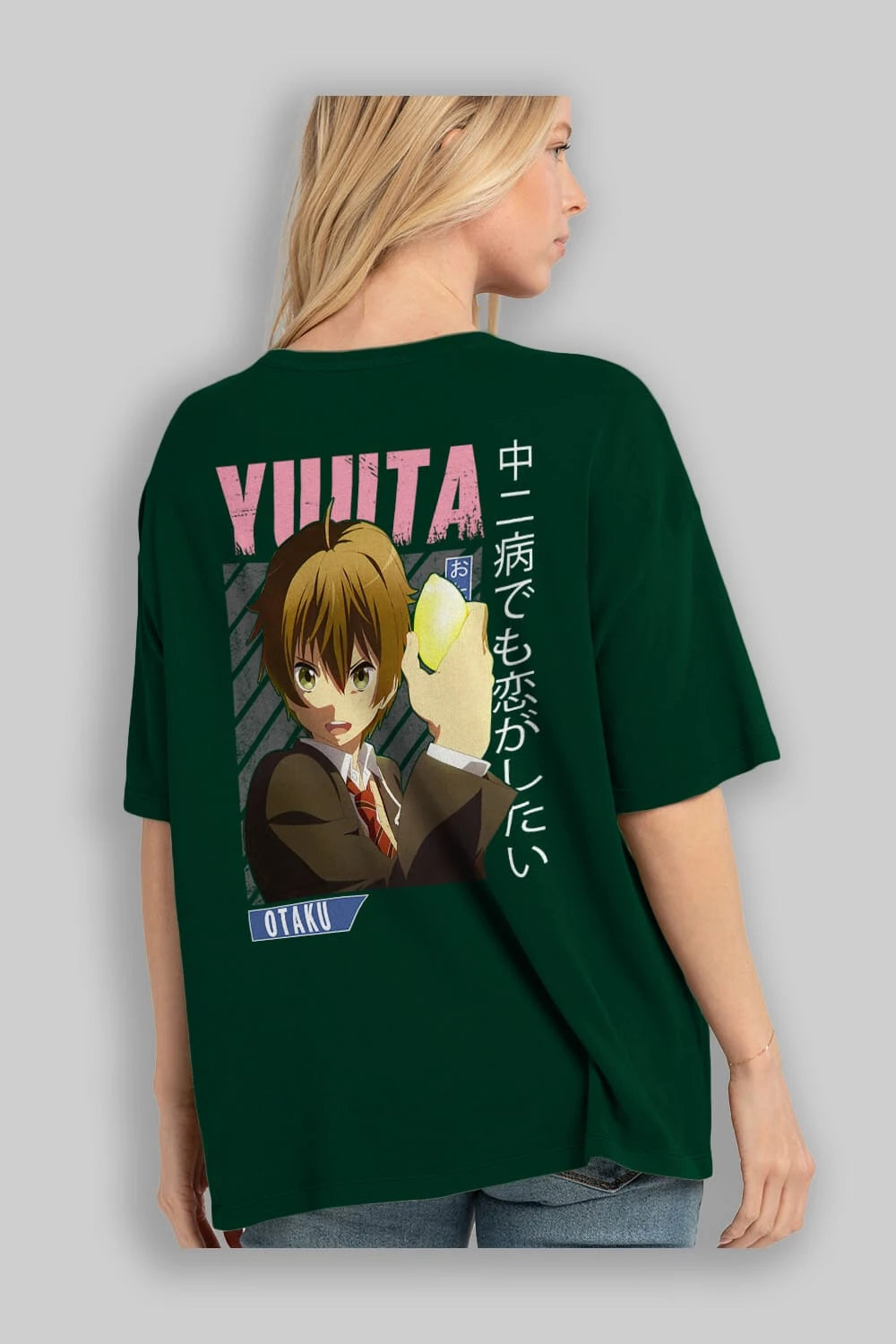 Yuuta Togashi 2 Anime Arka Baskılı Oversize t-shirt Erkek Kadın Unisex