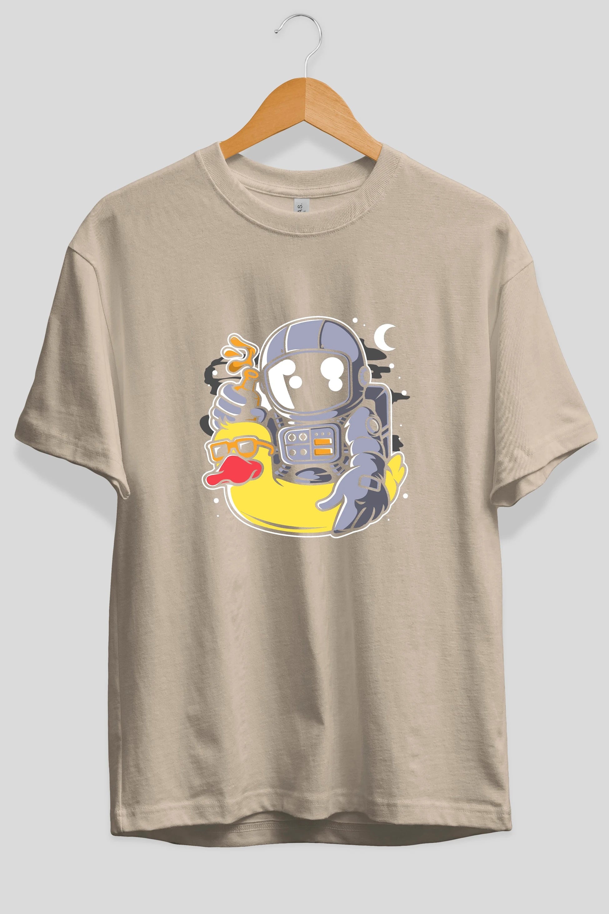 Astronaut Duck Balloon Ön Baskılı Oversize t-shirt Erkek Kadın Unisex