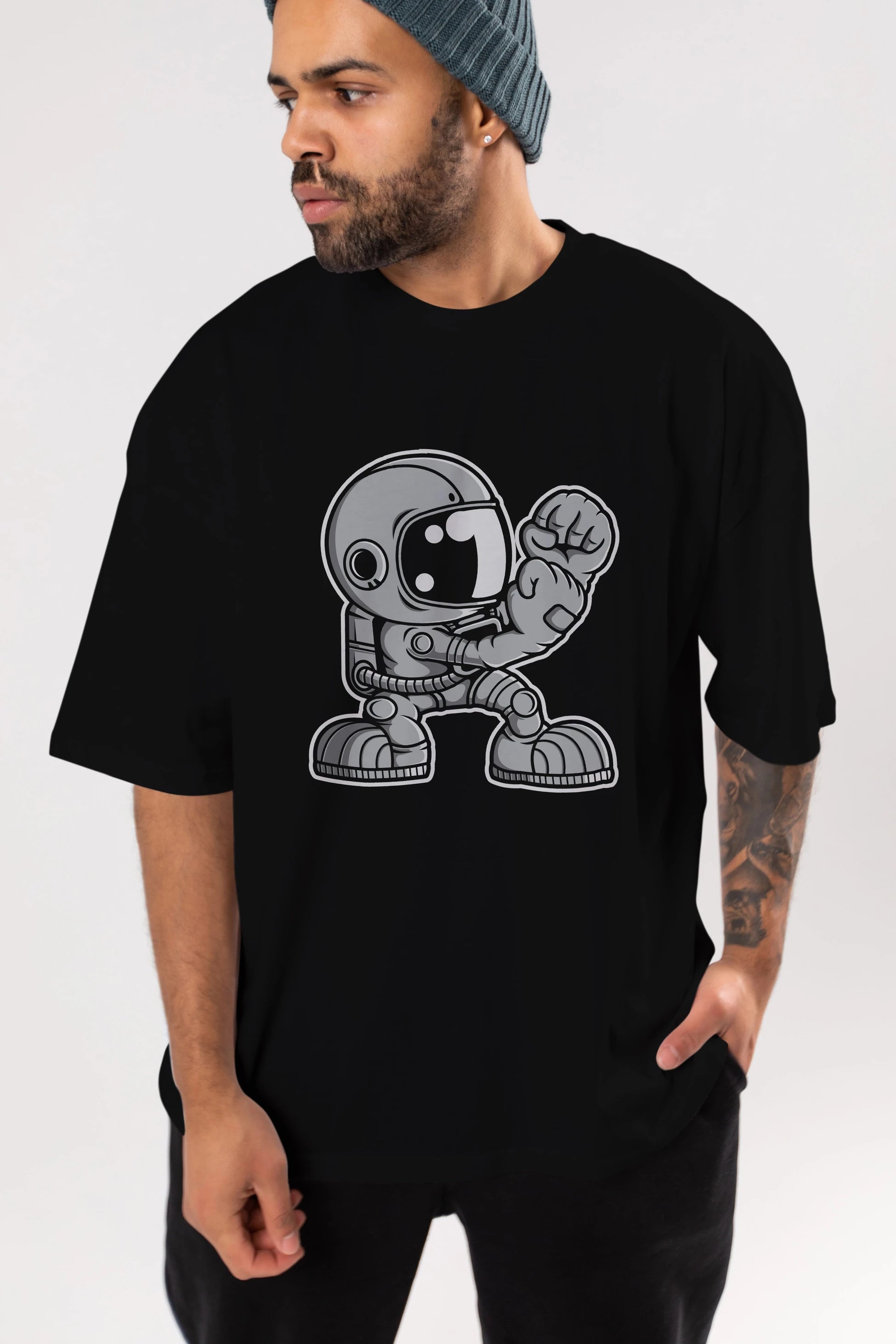 Astronaut Fighting Irish Ön Baskılı Oversize t-shirt Erkek Kadın Unisex
