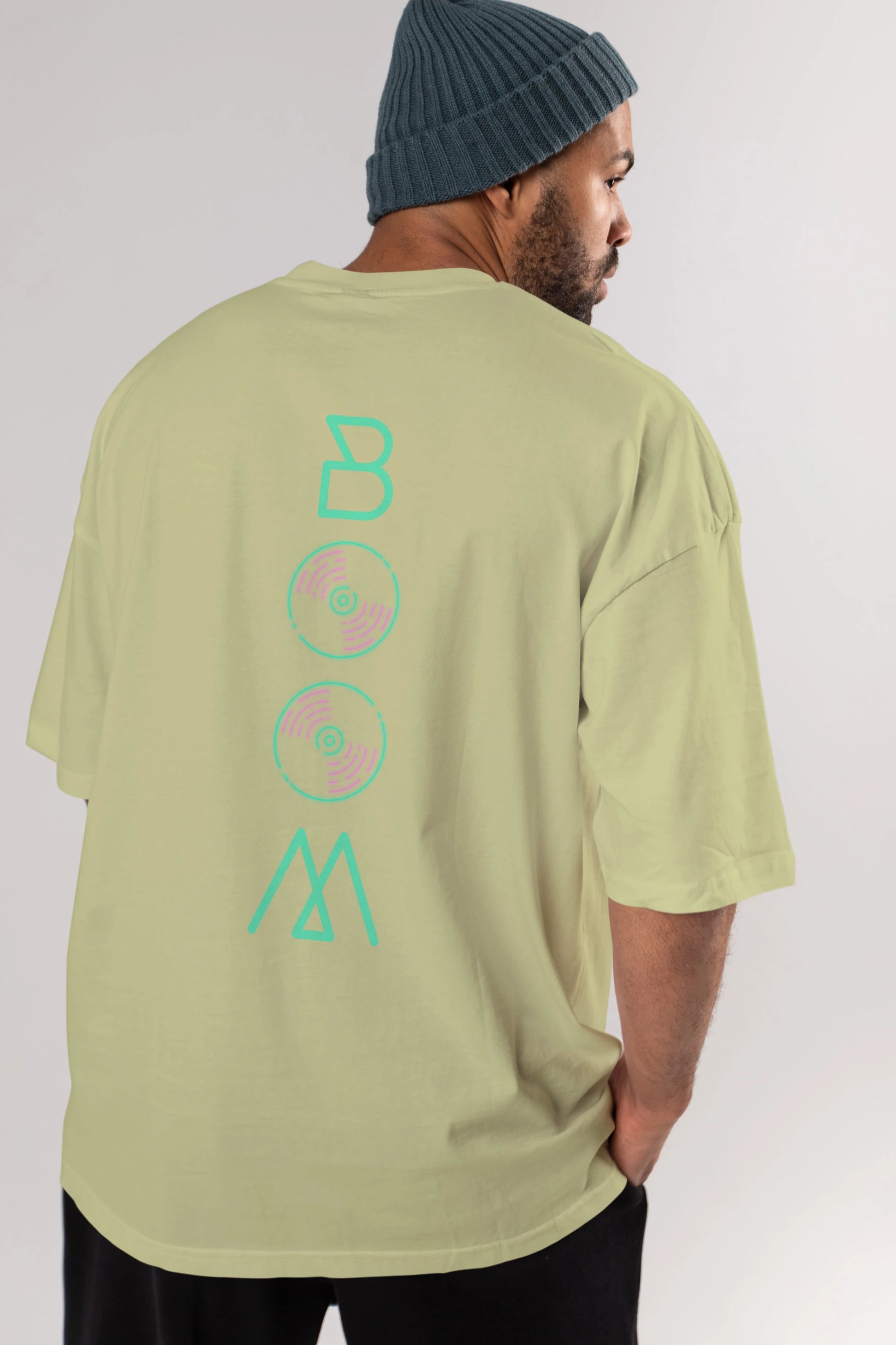 Boom Arka Baskılı Oversize t-shirt Erkek Kadın Unisex