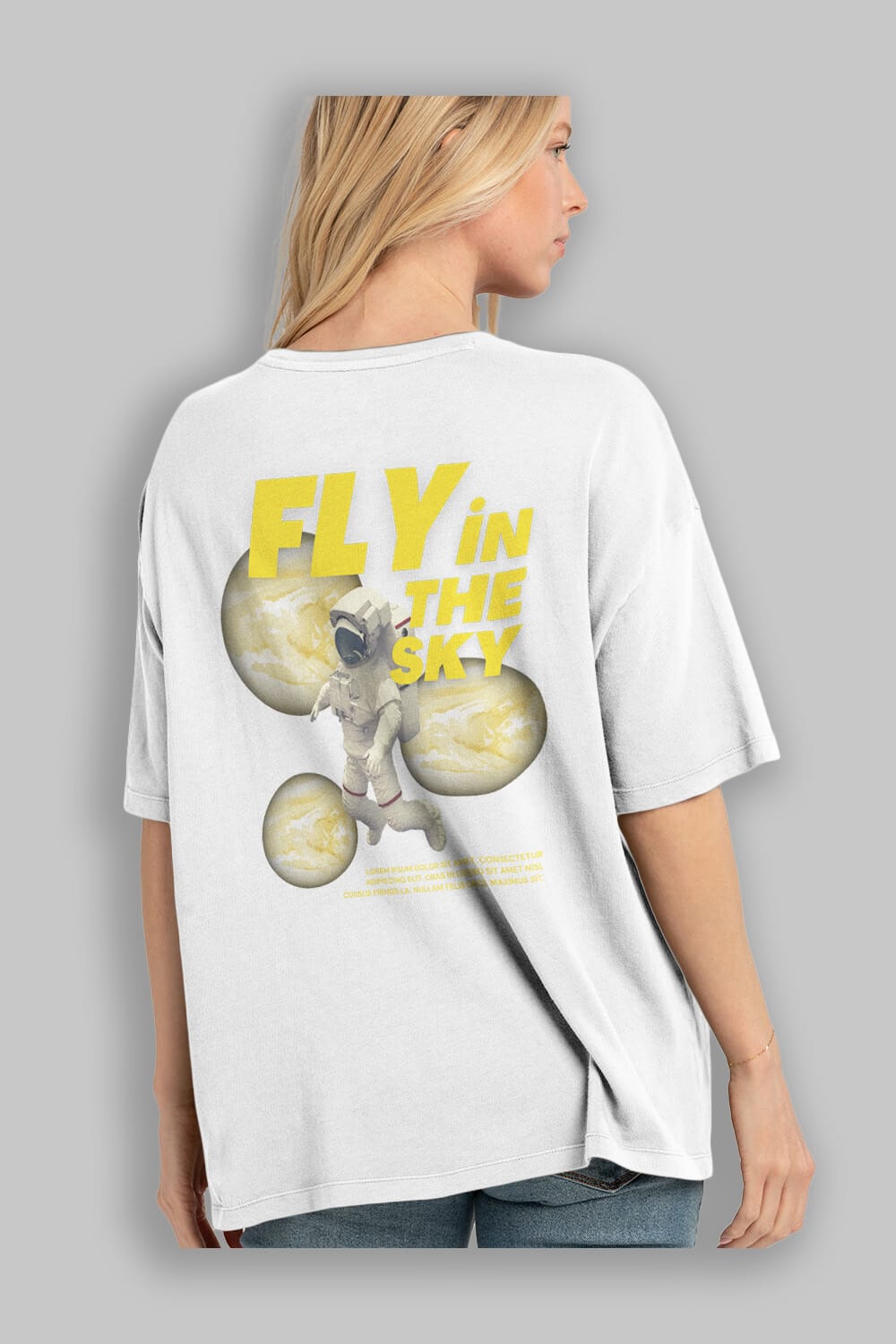 Fly in The Sky Arka Baskılı Oversize t-shirt Erkek Kadın Unisex