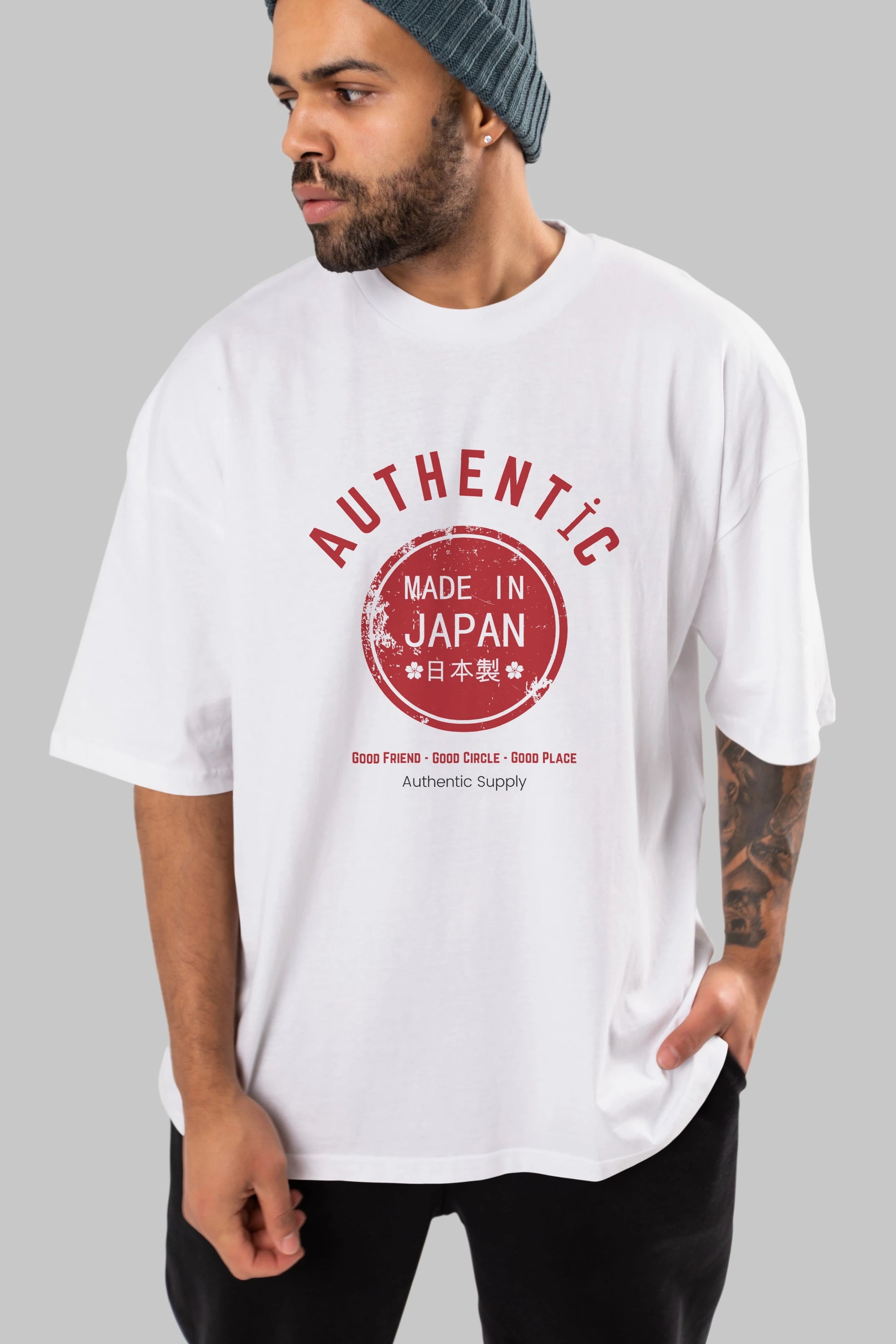 Authentic Japan Style Ön Baskılı Oversize t-shirt Erkek Kadın Unisex