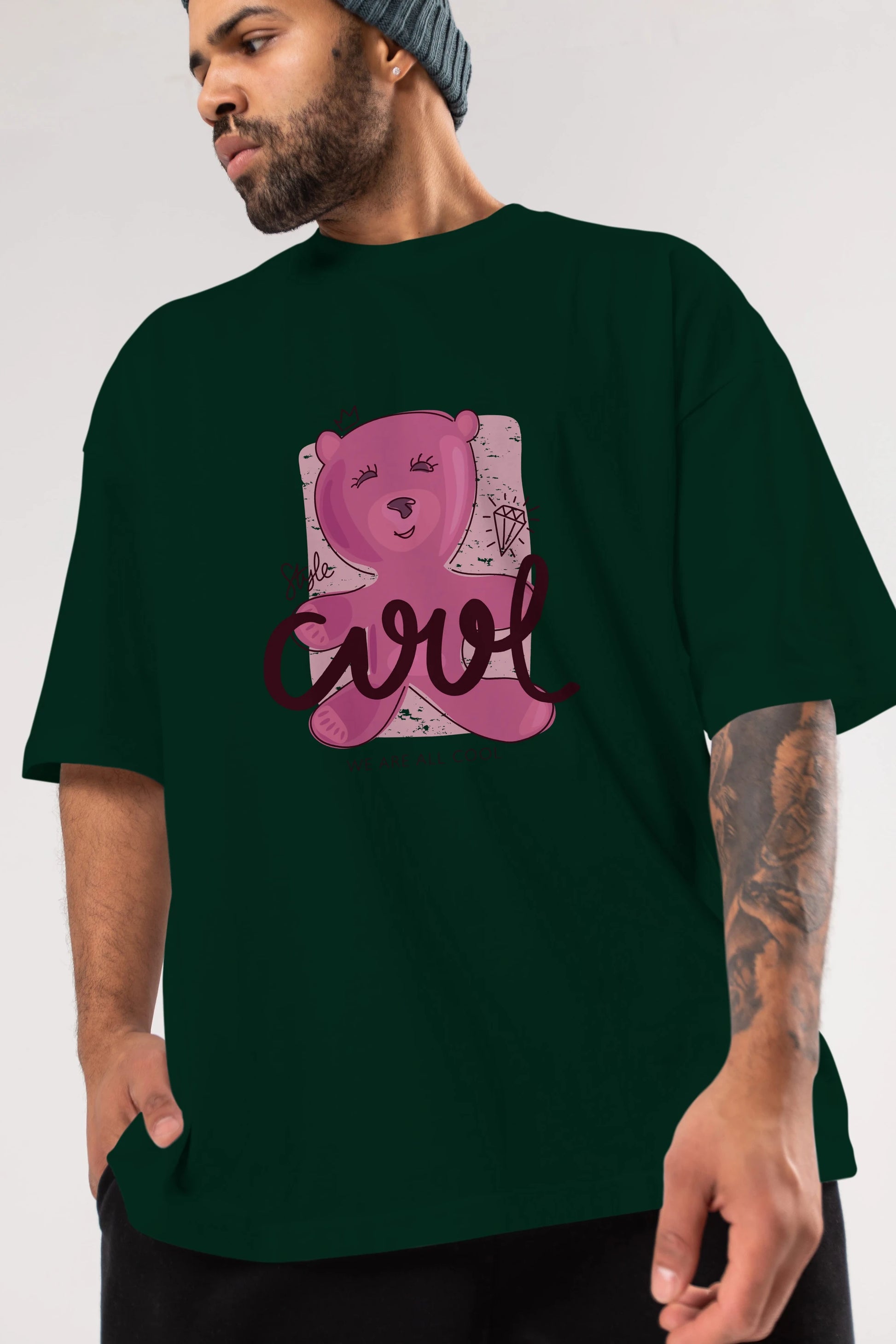 Cool Style Bear Ön Baskılı Oversize t-shirt Erkek Kadın Unisex